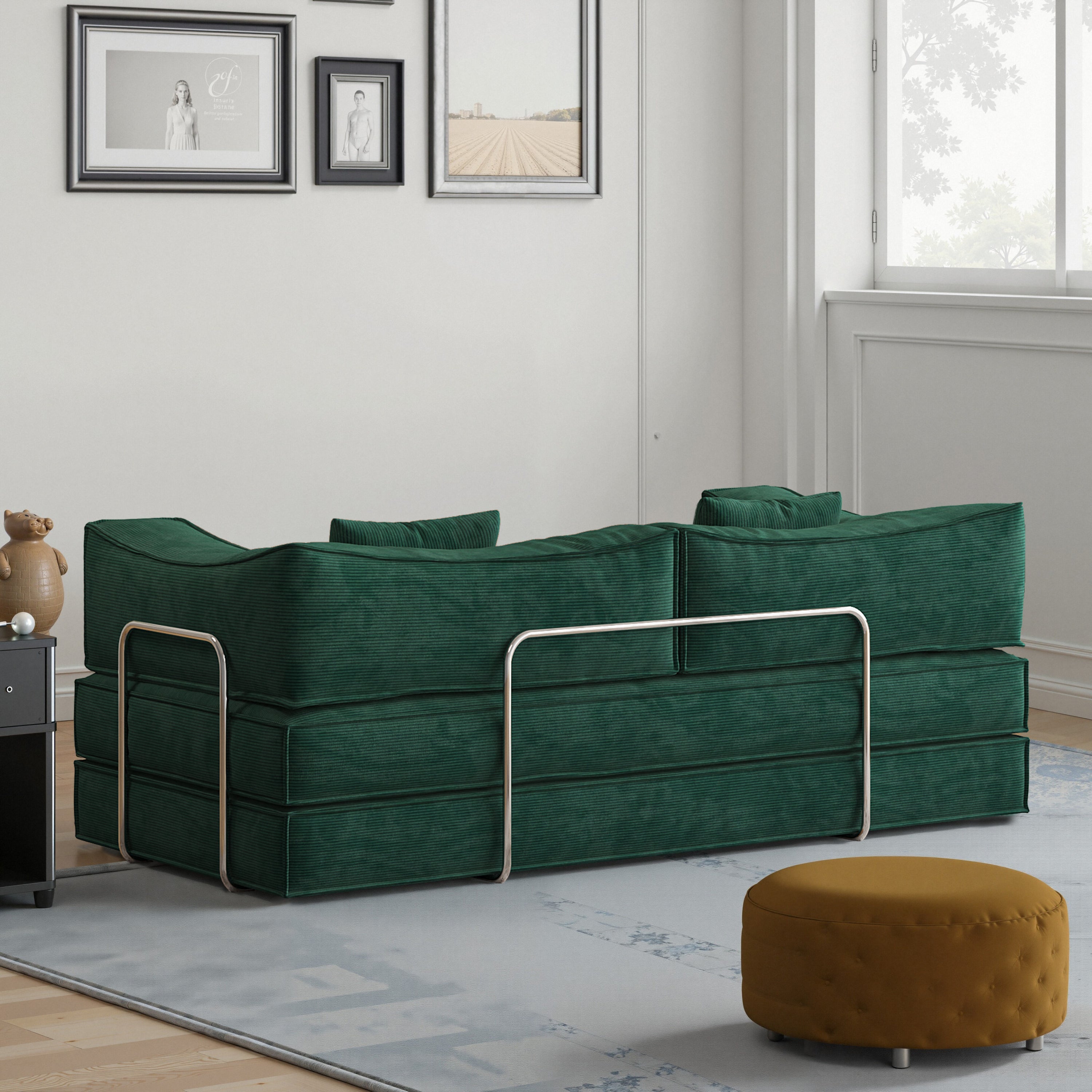 78.8 inch  Modular sofa, convertible pudding block sofa, floor-standing sofa bed with armrests and comfortable sofa bed, compression sofa for living room and bedroom -  (Green)
