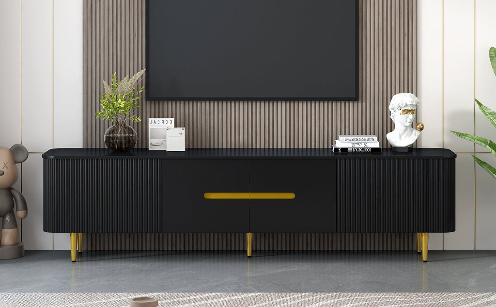 U-Can 78.7''Minimalist TV Stand for TVs up to 85 Inches, Modern Entertainment Center Media Console with 4 Spacious Cabinets for Living room(OLD SKU: SJ000125AAB)