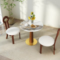 Modern Round Dining Table, 33.5' Sintered Stone Table with Wooden Leg & Gold Base, 2 - Person Kitchen Table for Small Space, 150lbs Weight Capacity(Only the Negotiation Table)