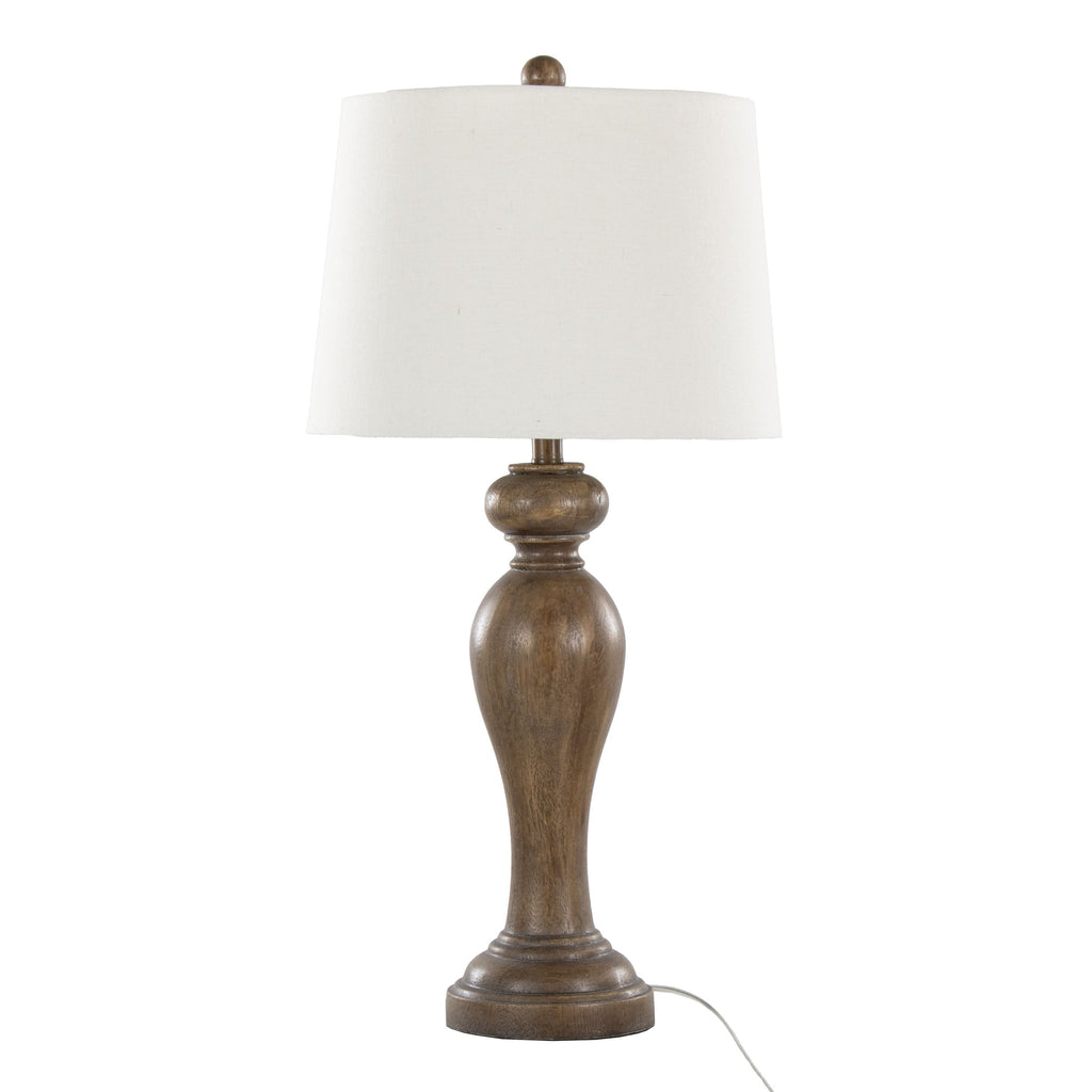 Peppa 31' Contemporary Polyresin Table Lamp in Opal Grey Polyresin with Off-White Linen Shade from Grandview Gallery by LumiSource - Set of 2