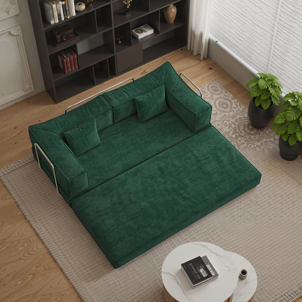 78.8 inch  Modular sofa, convertible pudding block sofa, floor-standing sofa bed with armrests and comfortable sofa bed, compression sofa for living room and bedroom -  (Green)