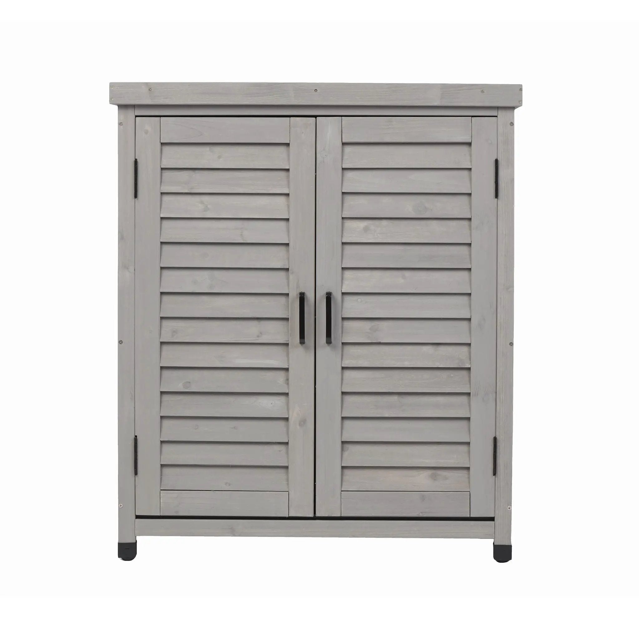 Potting Bench With Storage Cabinet And Metal Table Top For Outdoor