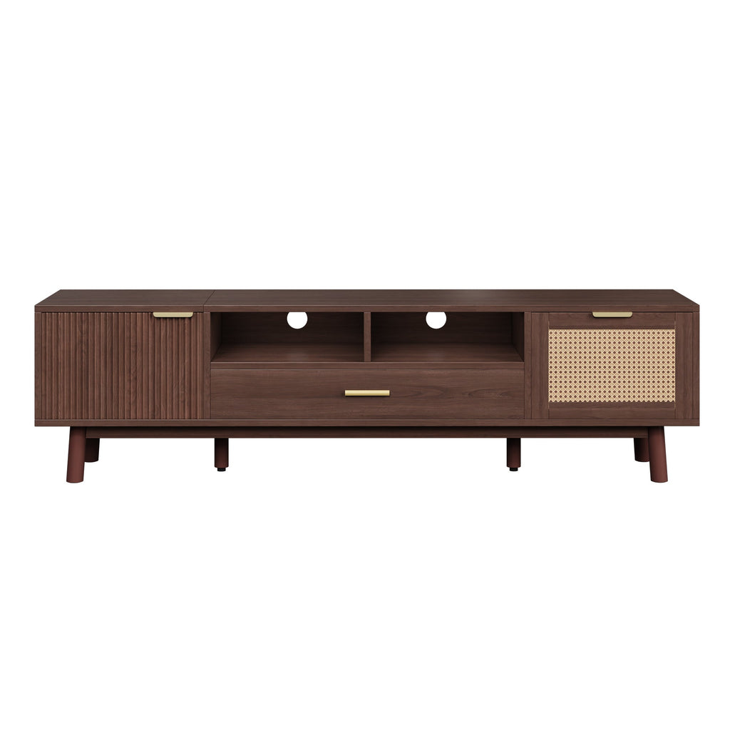 Wood Fashionable TV Stand for 75' TVs, TV Cabinet with Soft-Closing Door and Drop-Down Door Cabinet, Modern TV Consoles for Living Room, Bedroom