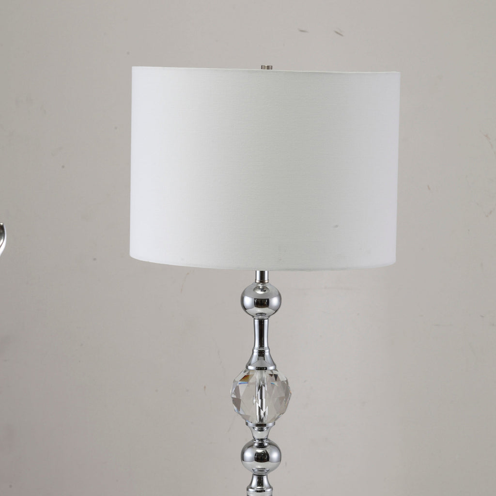 29.5' Tall Metal Table Lamp' Leona' with Chrome finish and Crystal Accents