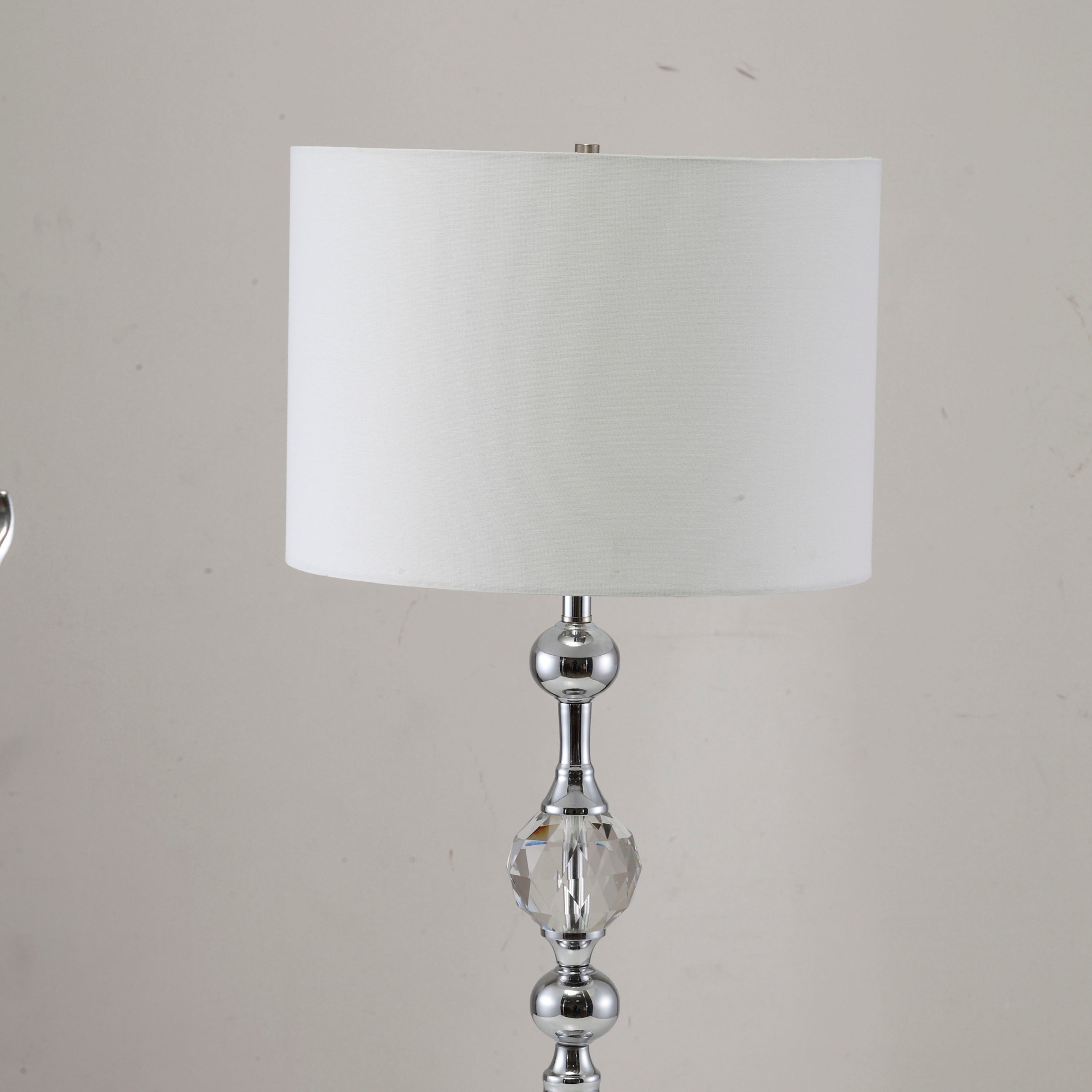 29.5' Tall Metal Table Lamp' Leona' with Chrome finish and Crystal Accents