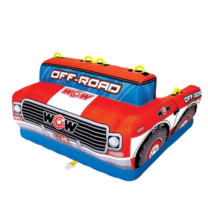Towable WOW Watersports Off-Road Truck 3-Person, red with blue accents and yellow handles