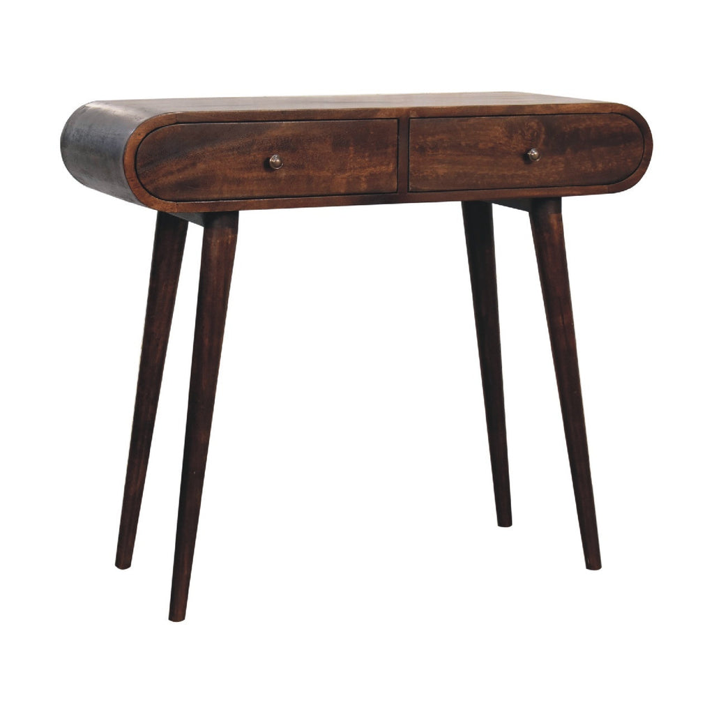 Solid Wood Light Walnut Curved Edge Console Table