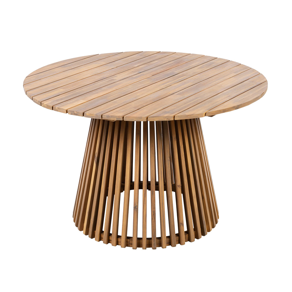Outdoor Acacia Wood Patio Dining Table, 47.25-inch extra-large round dining table,for Backyard, Lawn, Balcony,Light Teak