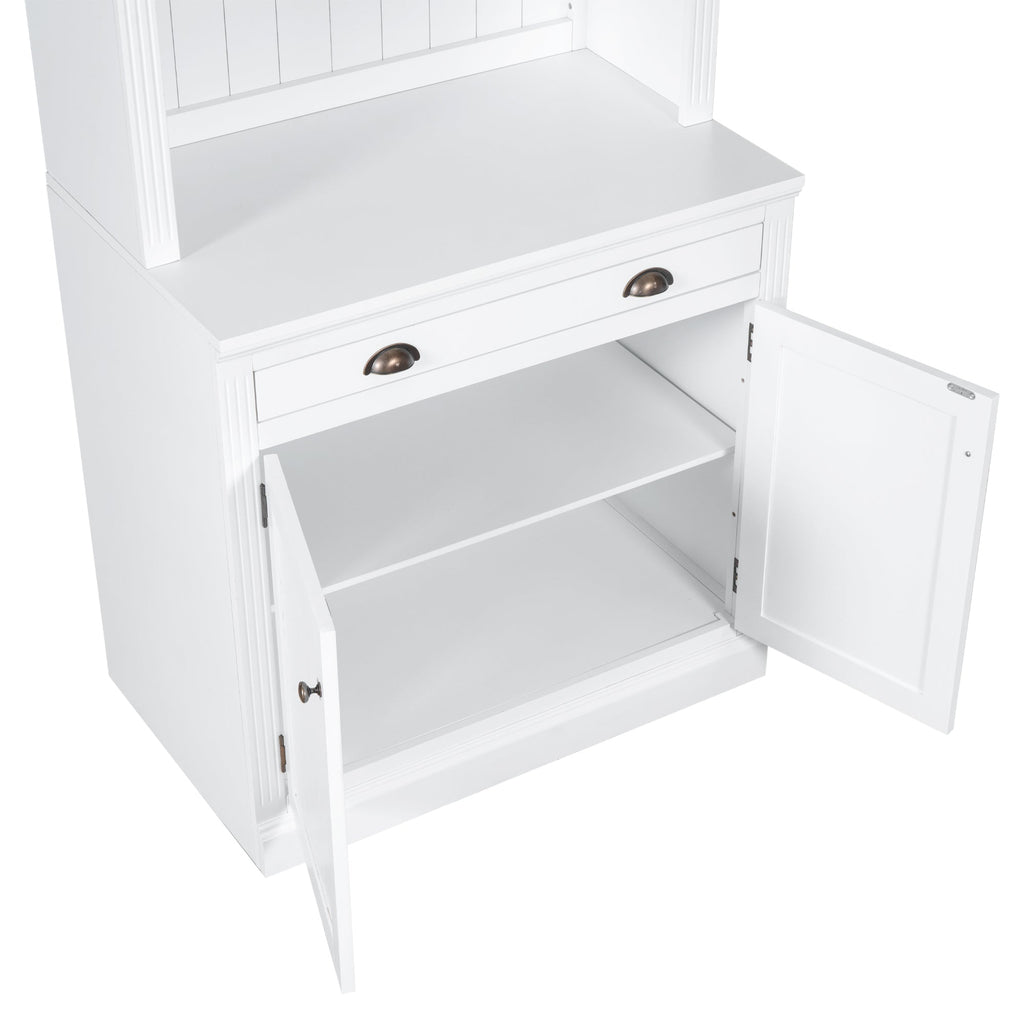 83.4"Tall Bookshelf Suite, Modern Bookcase Suite with LED Lighting,Doors and Drawers,2-Piece Set Storage Bookcase with Open Shelves for Living Room,Home Office,White