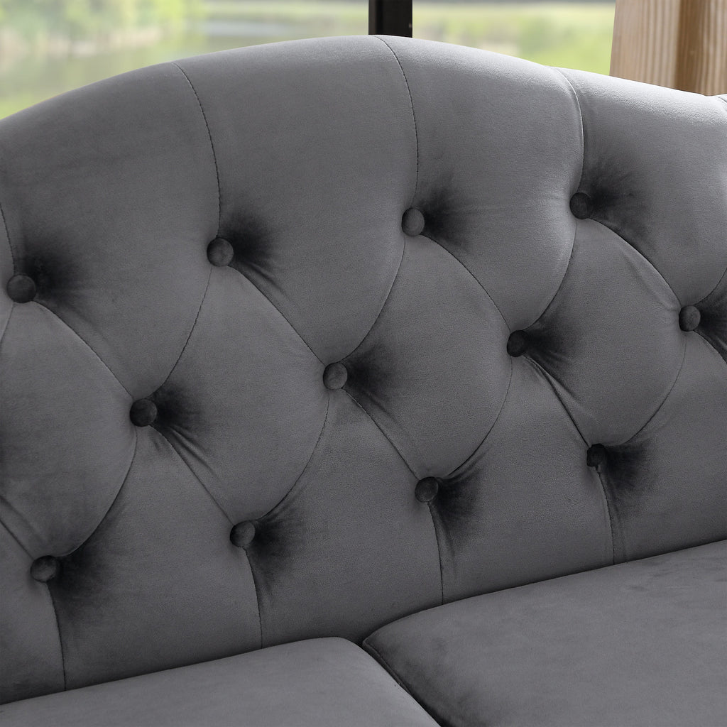 3-seater + 3-seater Combination sofa.Grey Velvet W834S00064