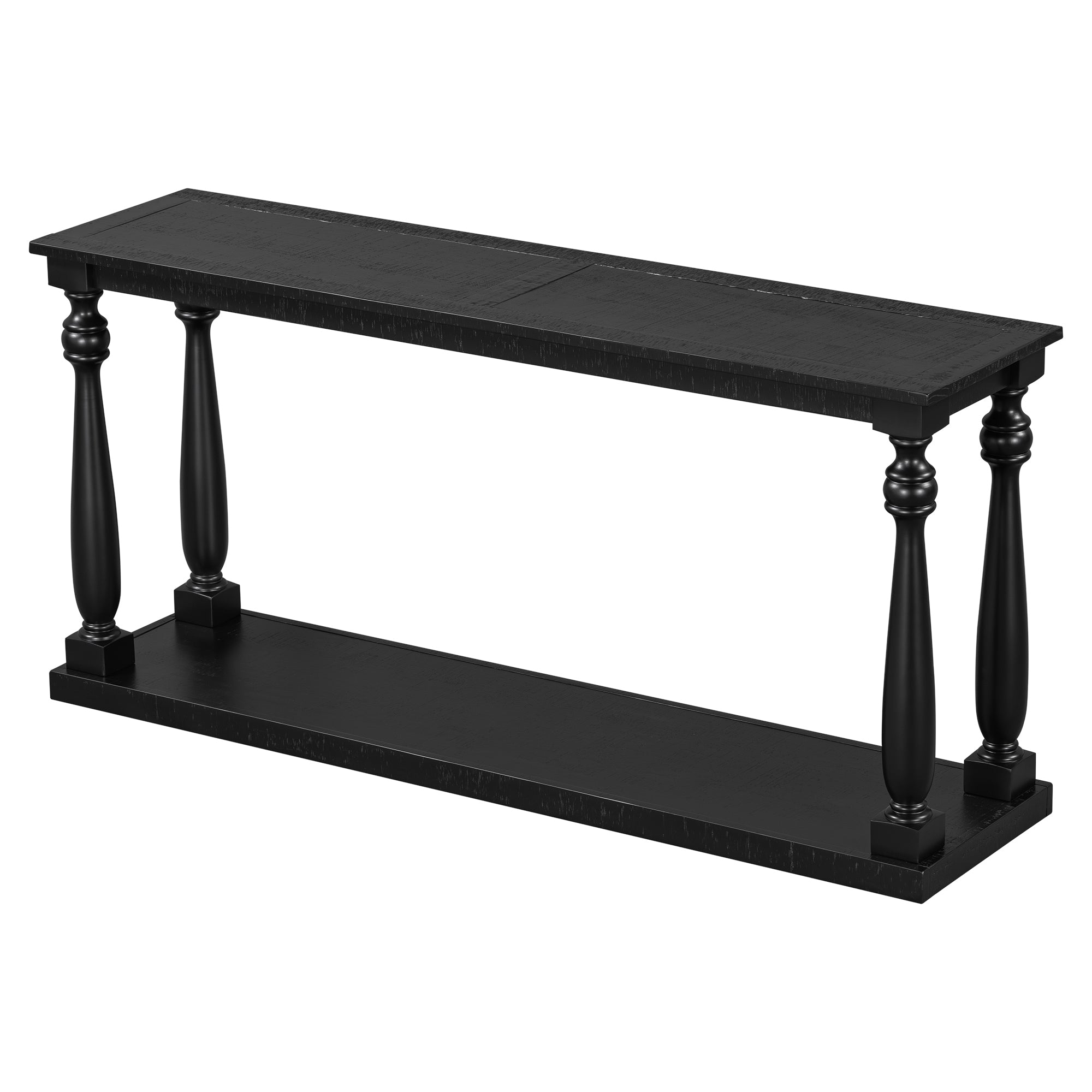 U_STYLE Vintage Wood Grain Console Table with Bottom Shelf and Four Vase Legs, Suitable for Entryway, Hallway, Living Room, Bedroom