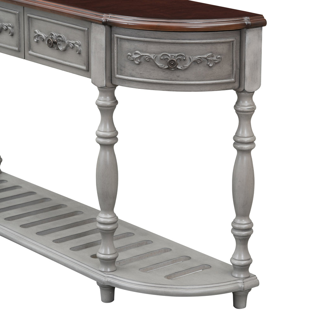 U_STYLE 52''Modern and Contemporary Curved Console Table Sofa Table Entryway Table for Hallway Living Room with 4 Drawers and 1 Shelf