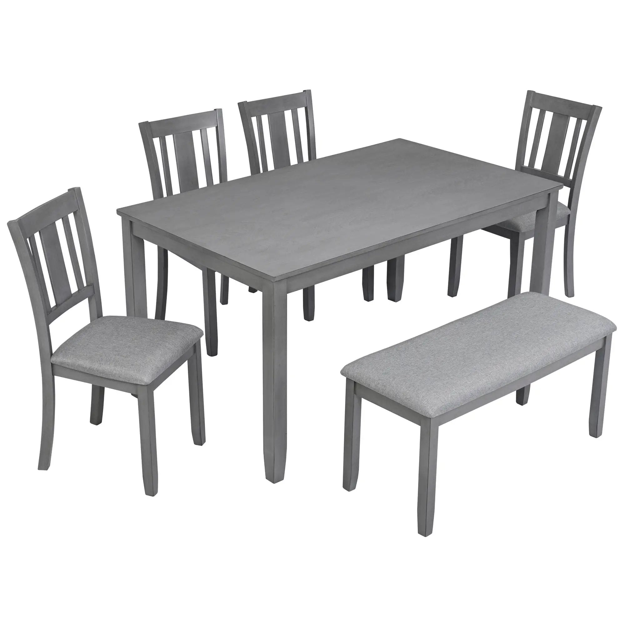 Kitchen Dining Set, Rectangular Dining Table With Upholstered Chairs