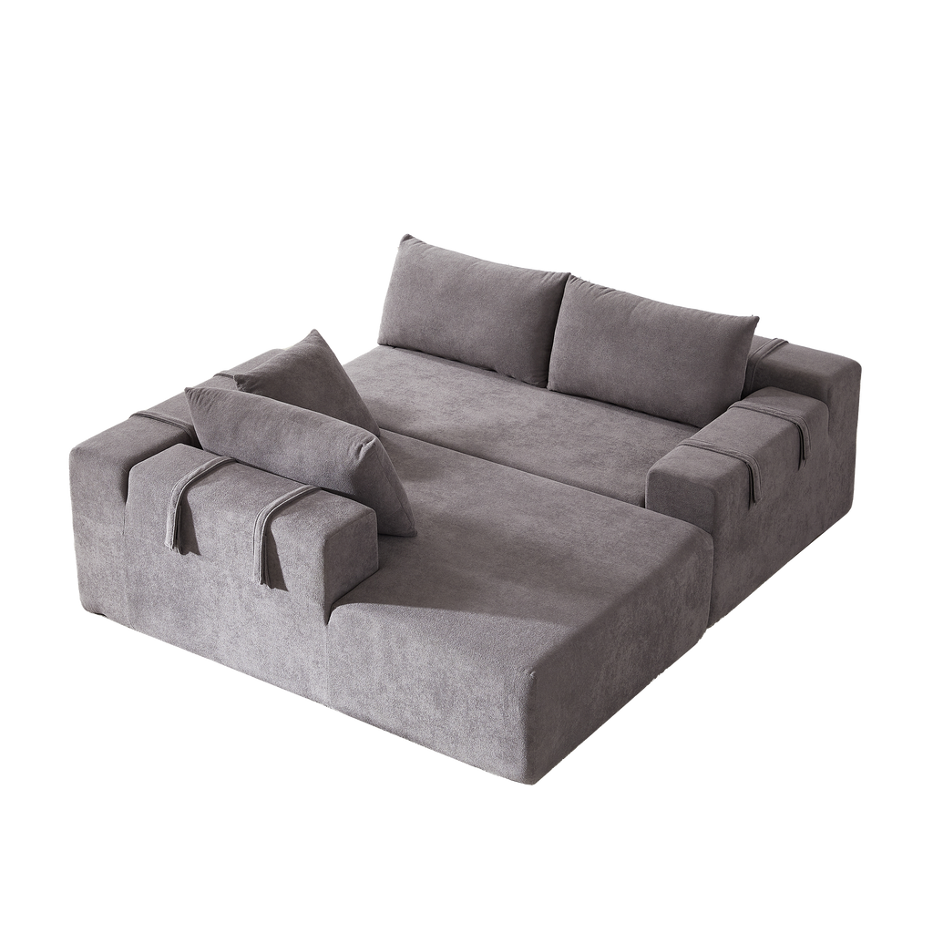Modern Chenille Upholstered Sectional Sofa Couch Set,Modular 108' L Shaped Sectional Living Room Sofa Set With 6 Pillows,Free Combination Sofa Couch for Living Room,Bedroom(Left Chaise)