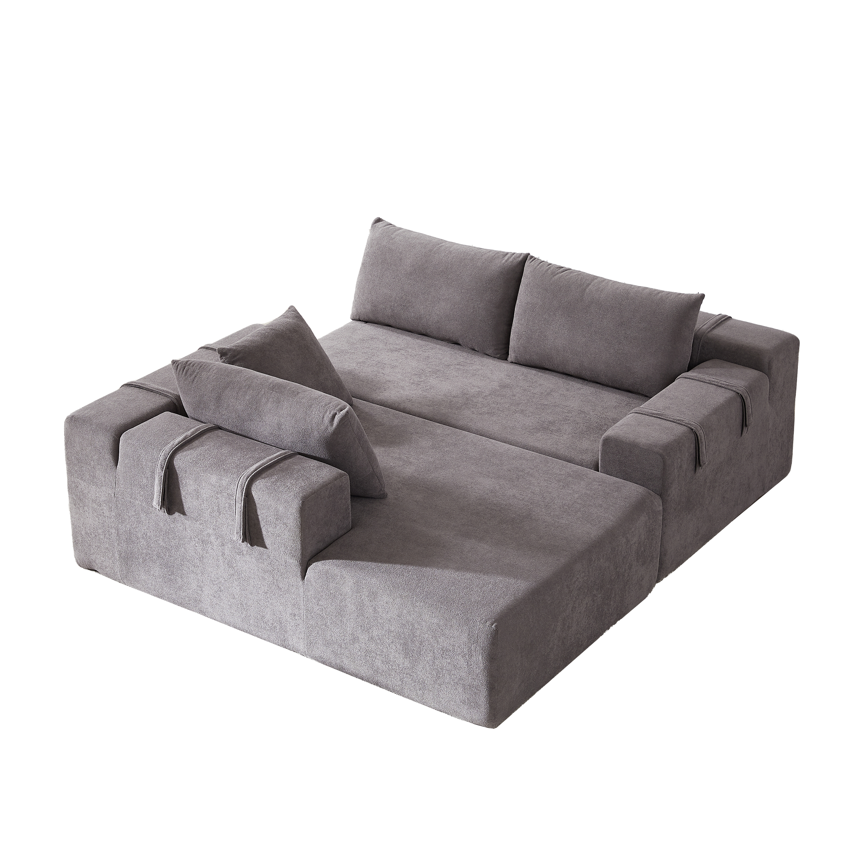 Modern Chenille Upholstered Sectional Sofa Couch Set,Modular 108' L Shaped Sectional Living Room Sofa Set With 6 Pillows,Free Combination Sofa Couch for Living Room,Bedroom(Left Chaise)