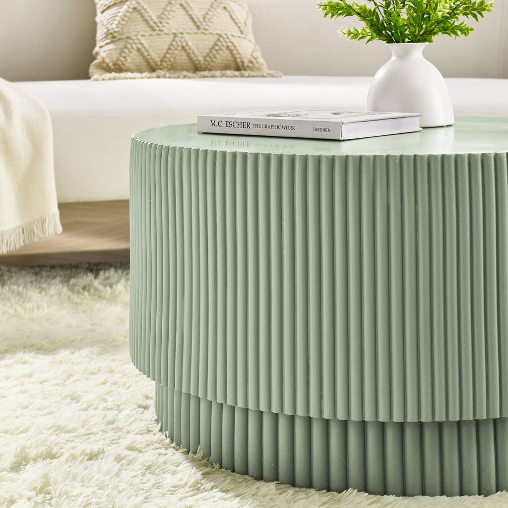 15.72-inch H-barrel coffee table, Nordic style, simple design, suitable for indoor and outdoor use, magnesium oxide material, suitable for living room, bedroom or garden sofa