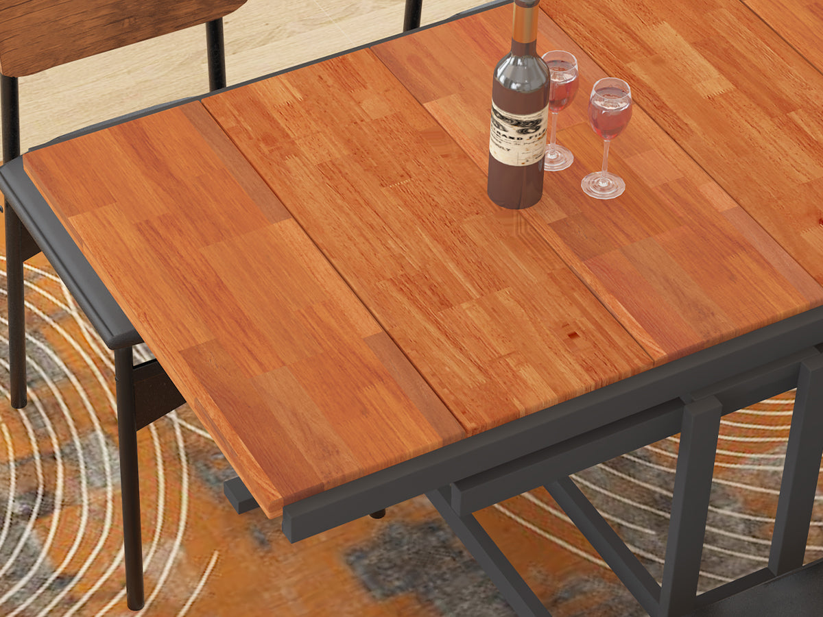Extendable Dining Table Convertible 2 in 1 Shelf to Table with Metal Frame Industrial and Rustic Style for Small Spaces, Kitchen & Dining Room