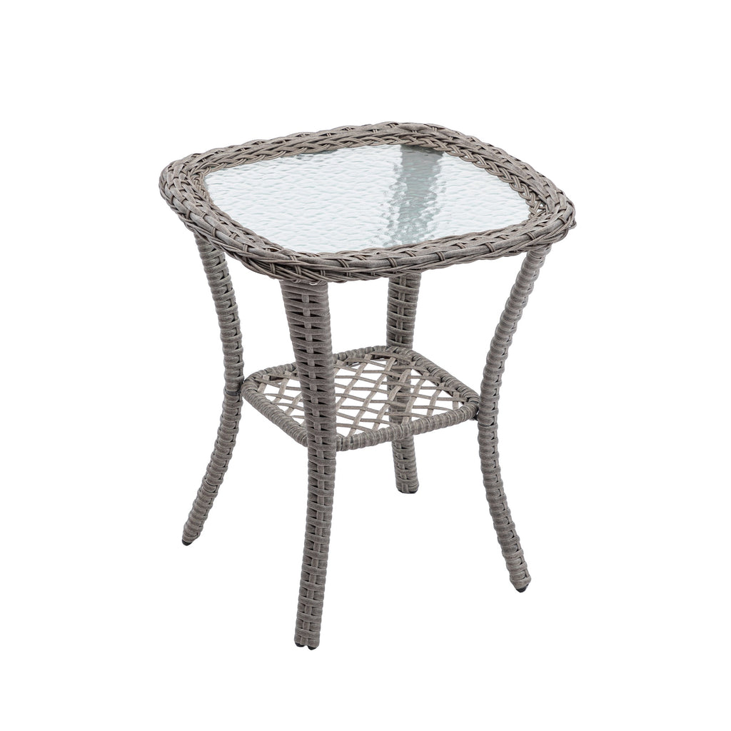 3 Pieces Outdoor Swivel Rocker Patio Chairs, 360 Degree Rocking Patio Conversation Set with Thickened Cushions and Glass Coffee Table for Backyard, Khaki