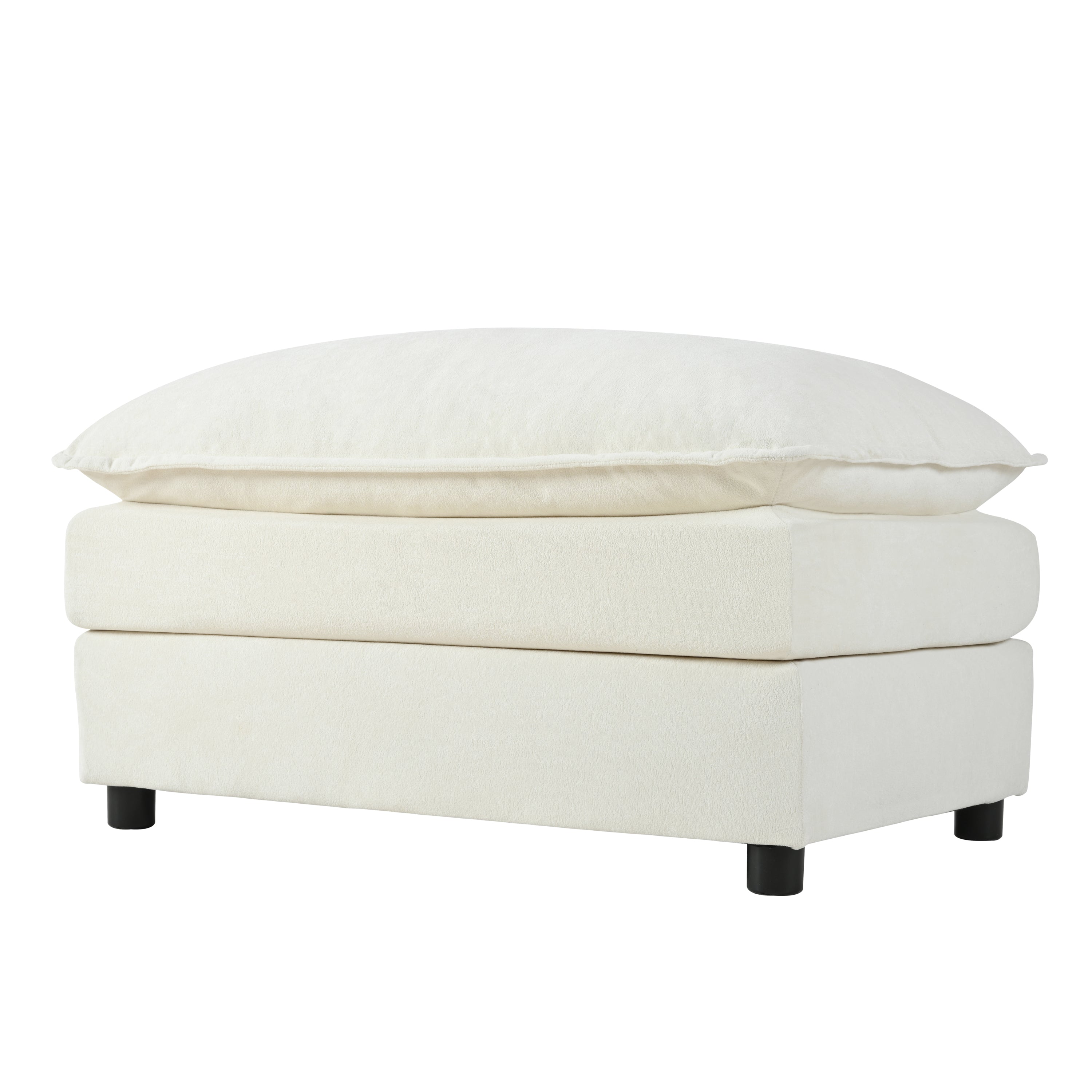 Deep Seat Sectional Sofa Cloud Couch with Ottoman,  Modern Chenille Comfy Love Seat Upholstered Modular L Shaped Couch for Living Room, Apartment, Office,DIY Combination,Beige