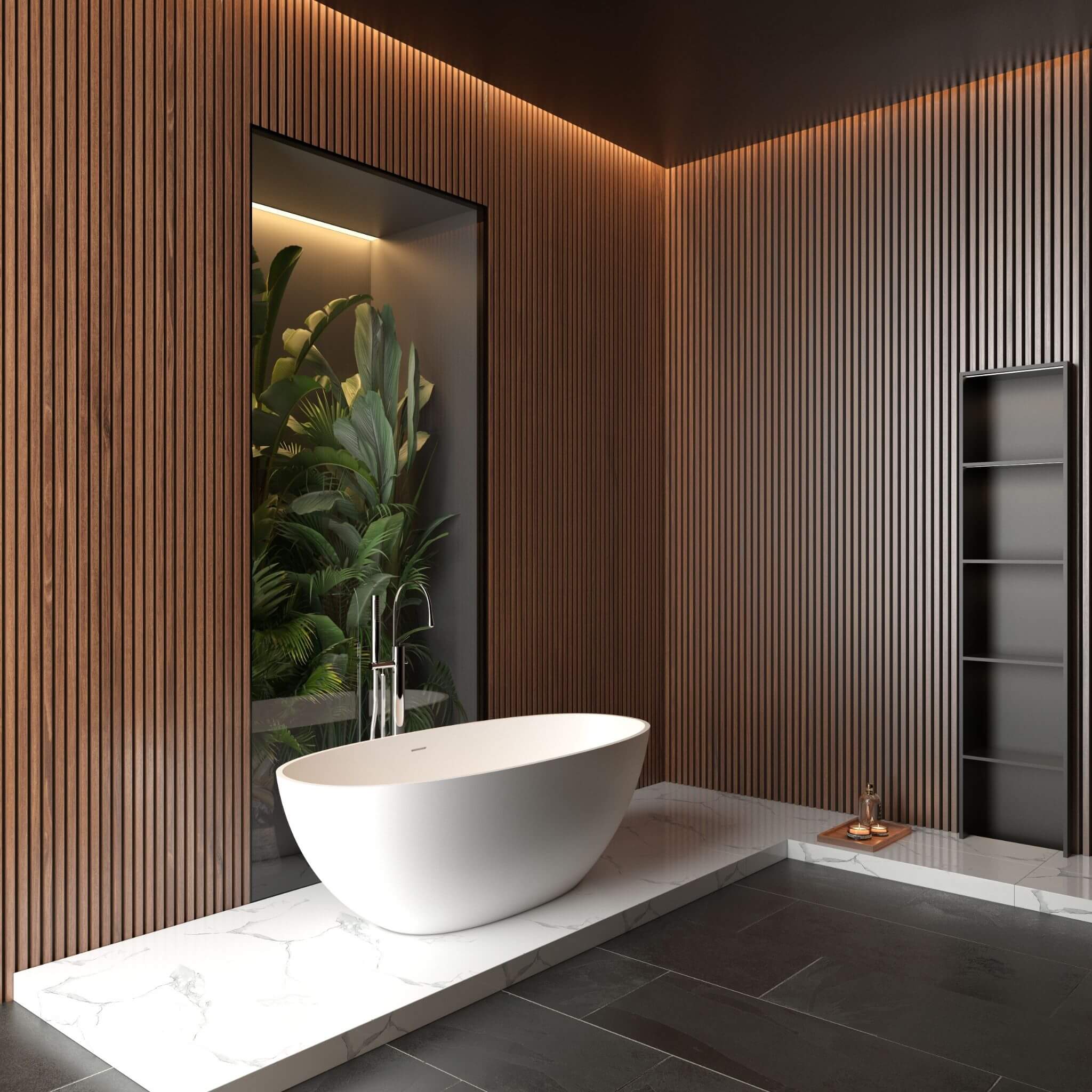 65" Luxury Freestanding Soaking Bathtub With Overflow And Pop-Up Drain (SAK69451)