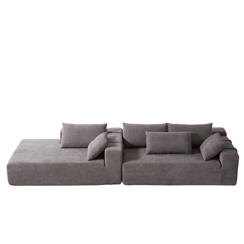 Modern Chenille Upholstered Sectional Sofa Couch Set,Modular 108' L Shaped Sectional Living Room Sofa Set With 6 Pillows,Free Combination Sofa Couch for Living Room,Bedroom(Left Chaise)