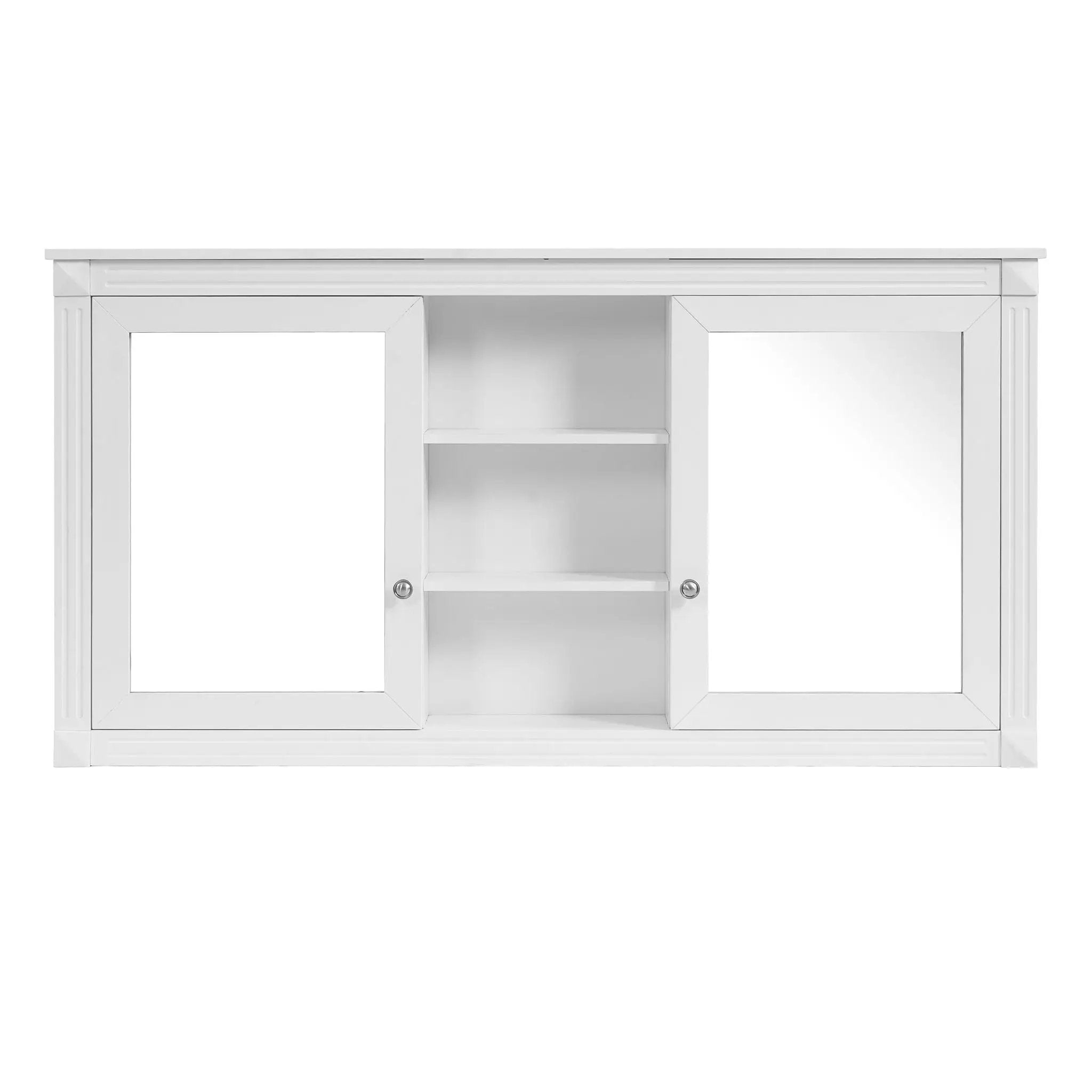 Modern Wall-Mount 2 In 1 Mirror Cabinet With Adjustable Shelves, Soft-Closing Hinges