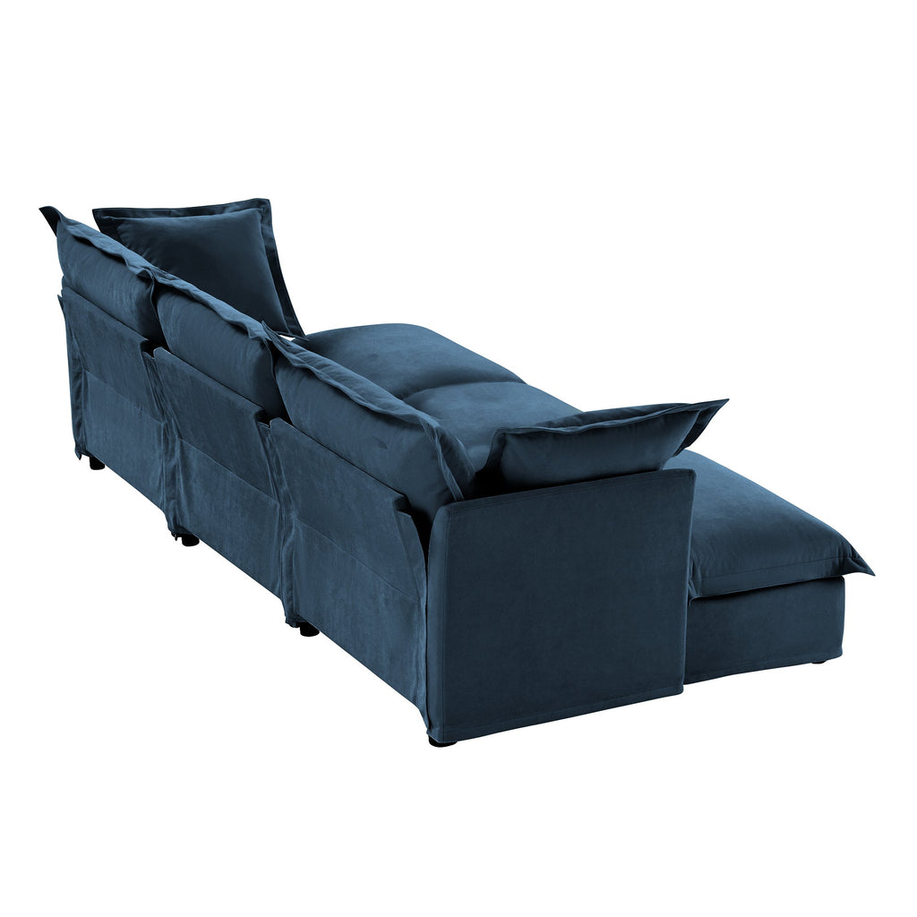 Slipcovered Sofa Couch, Modern 3 Seater Sofa with Suppleness Armrests,Deep Seat Sofa with Soft Multiple Big Pillows, Comfy Couch for Living Room, Apartment,Chenille, Blue