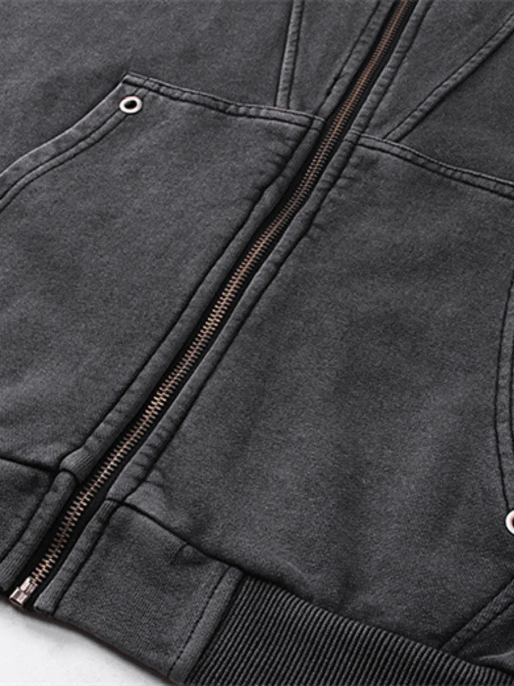 Washed Zip Up Long Sleeve Hooded Jacket