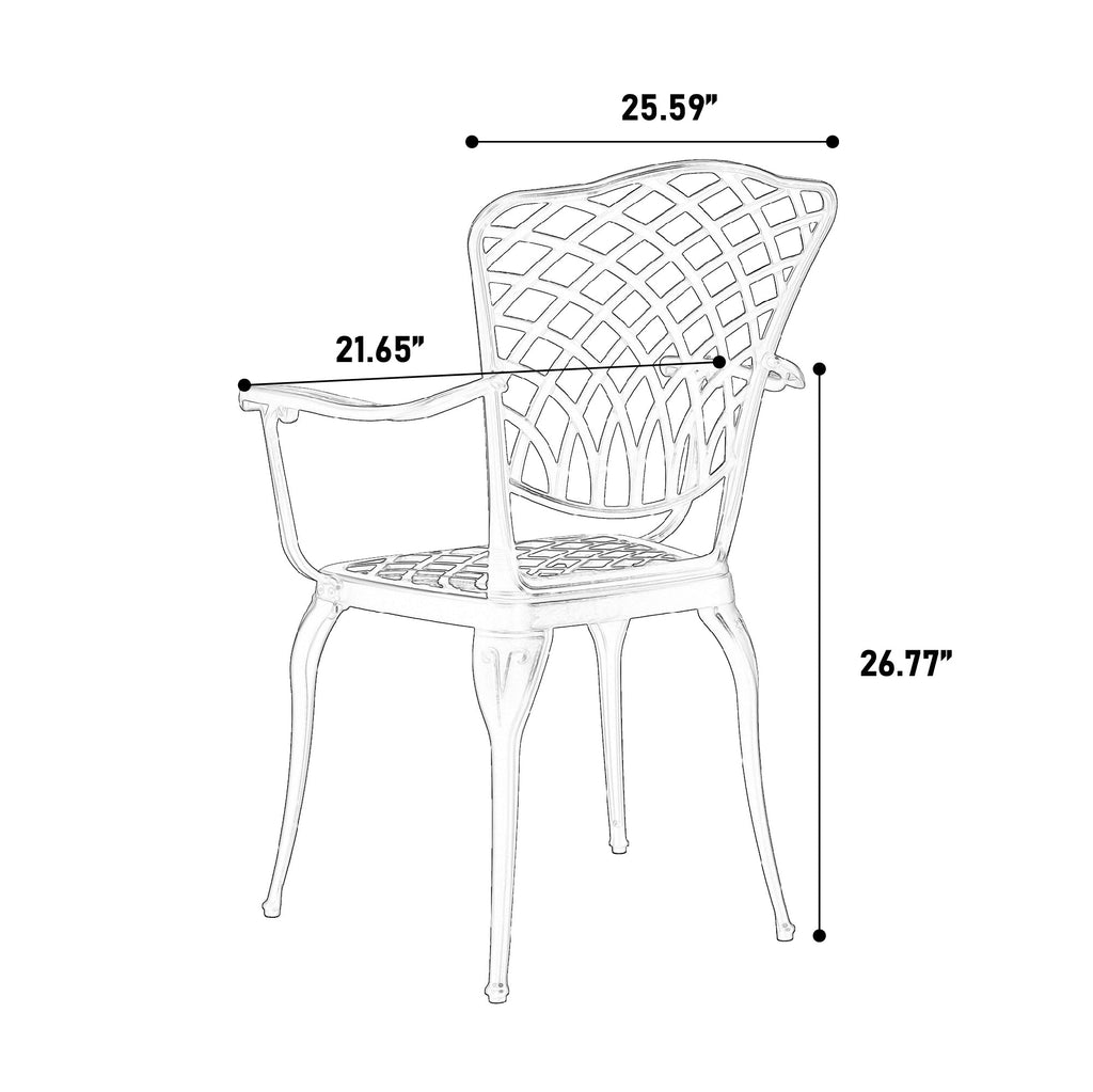 3 Piece Patio Bistro Set Cast Aluminum Bistro Table and Chairs Set of 2 with Umbrella Hole,All Weather Metal Bistro Table Set,Outdoor Patio Furniture Set for Garden White