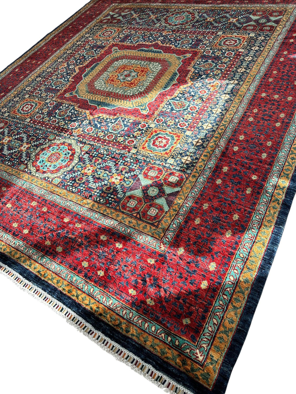 Hand-Knotted Mamluk Wool Rug – 8'4" x 9'9" – Intricate Geometric Masterpiece