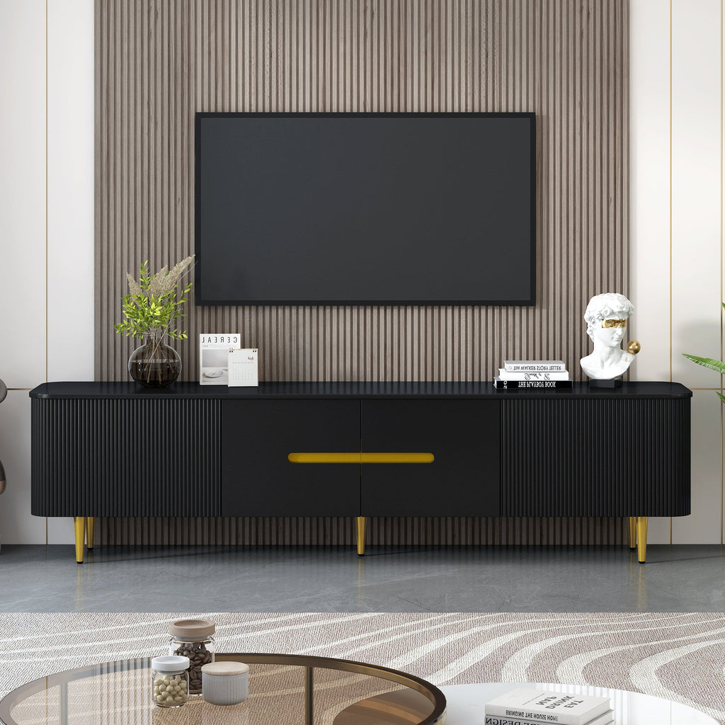 U-Can 78.7''Minimalist TV Stand for TVs up to 85 Inches, Modern Entertainment Center Media Console with 4 Spacious Cabinets for Living room(OLD SKU: SJ000125AAB)