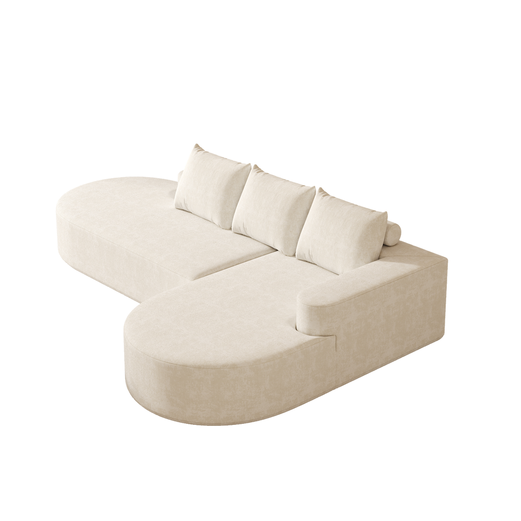 Modern Curved sofa ,Chenille Upholstered Sectional Sofa Couch Set,Modular 108.5' L Shaped Sectional Living Room Sofa Set With 3 Pillows,Free Combination Sofa Couch for Living Room,Bedroom
