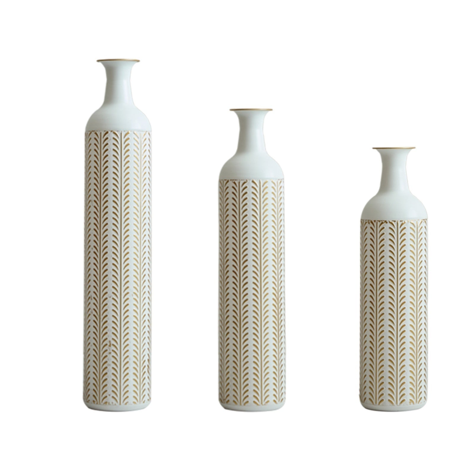 Floor Metal Vase Modern Style Decoration Home White Metal Vase 3-piece Set Gorgeous Home Decoration Large Glazed Metal Vase