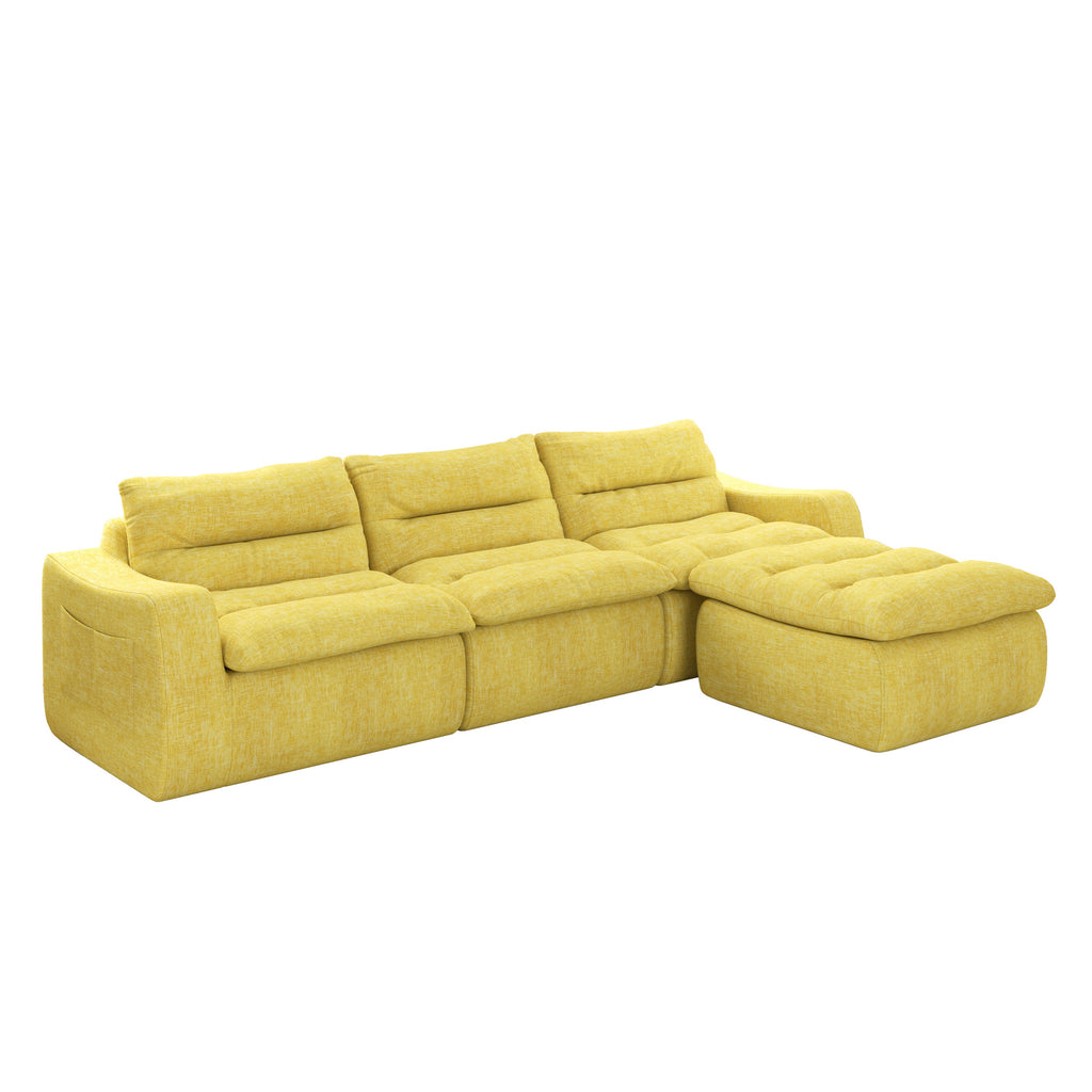Right sofa seat, L-shaped modular combined sofa, compressed combined sofa, modern lazy style comfortable beanbag sofa-Yellow