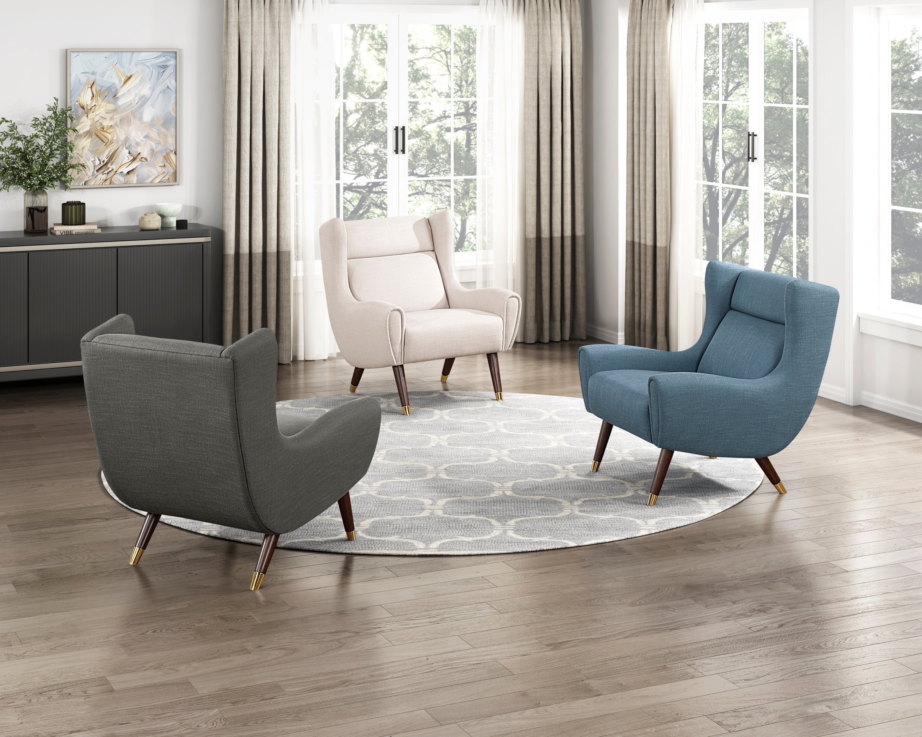 Modern Wingback Upholstered Beige Accent Chair 1pc Solid Wood Sleek Design Luxury Furniture