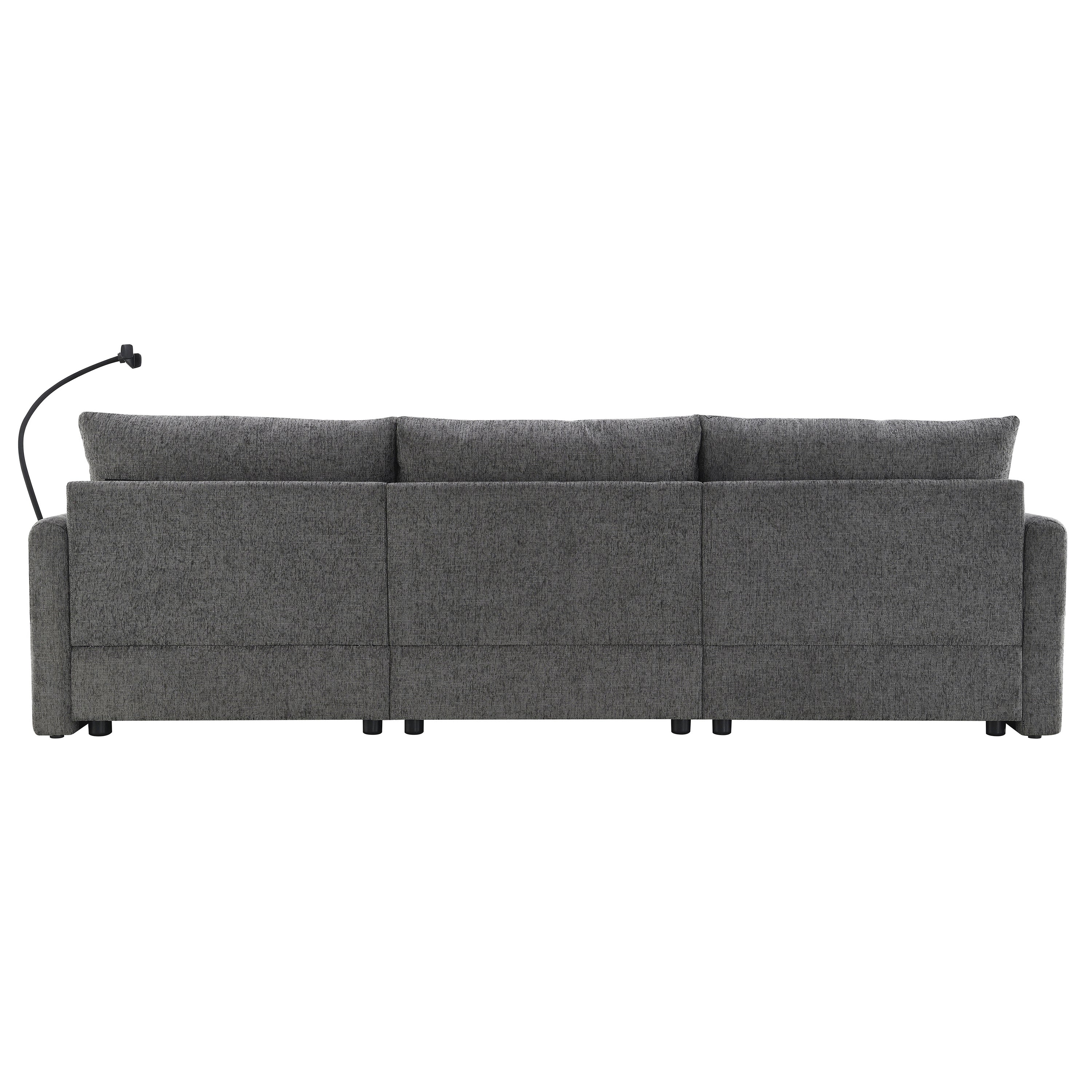96.5'' Chenille Sectional Sofa with Storage Ottoman and Pockets,Adjustable Phone Holder,Wide Seat,4 Seat L Shaped Couch Set,Comfy Sofa with USB Charger for Living Room,Apartment,3 Colors