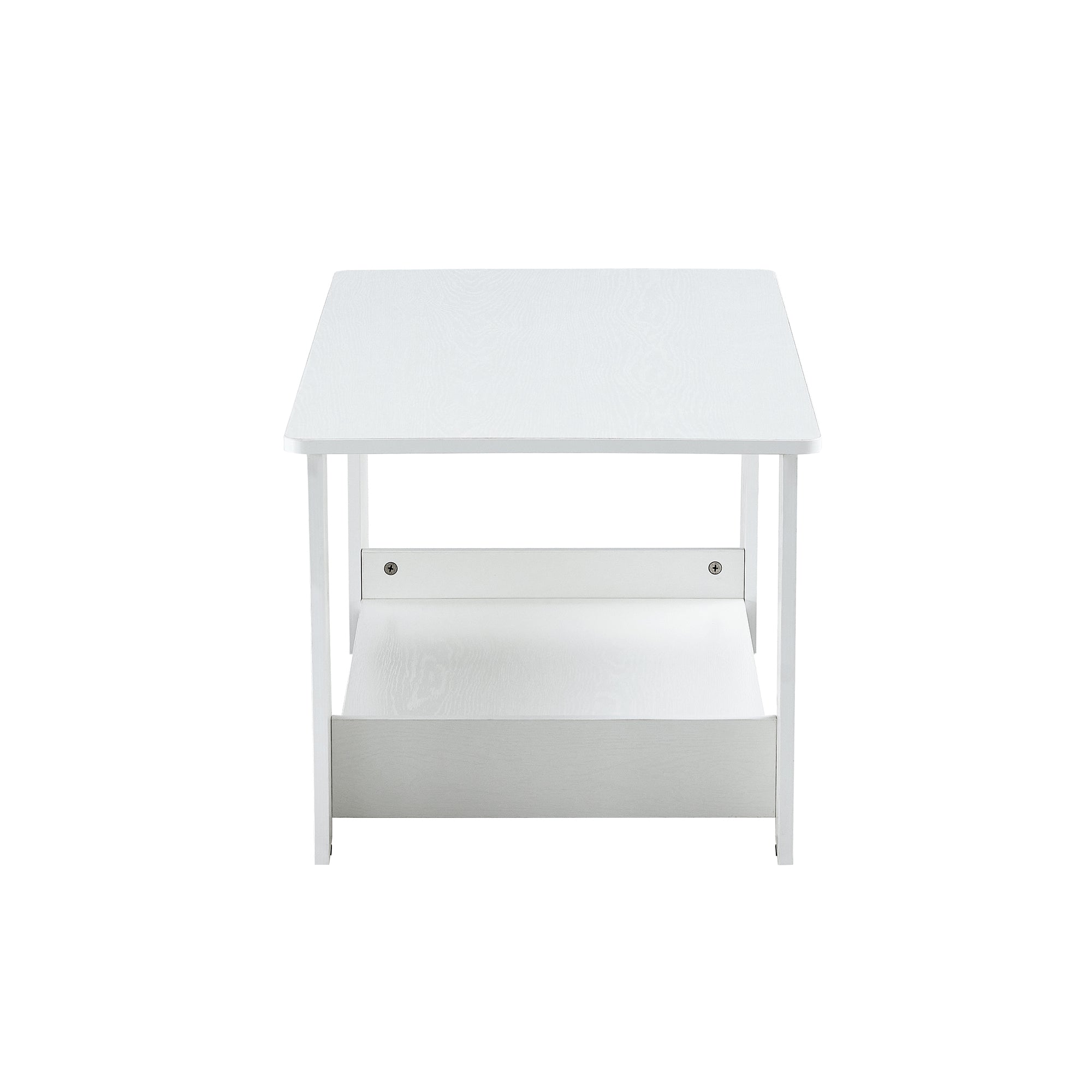 A modern and minimalist white double layered rectangular coffee table and coffee table. MDF material is more durable and suitable for living rooms, bedrooms, and study rooms. 19.6 "*35.4"*16.5 "CT-16