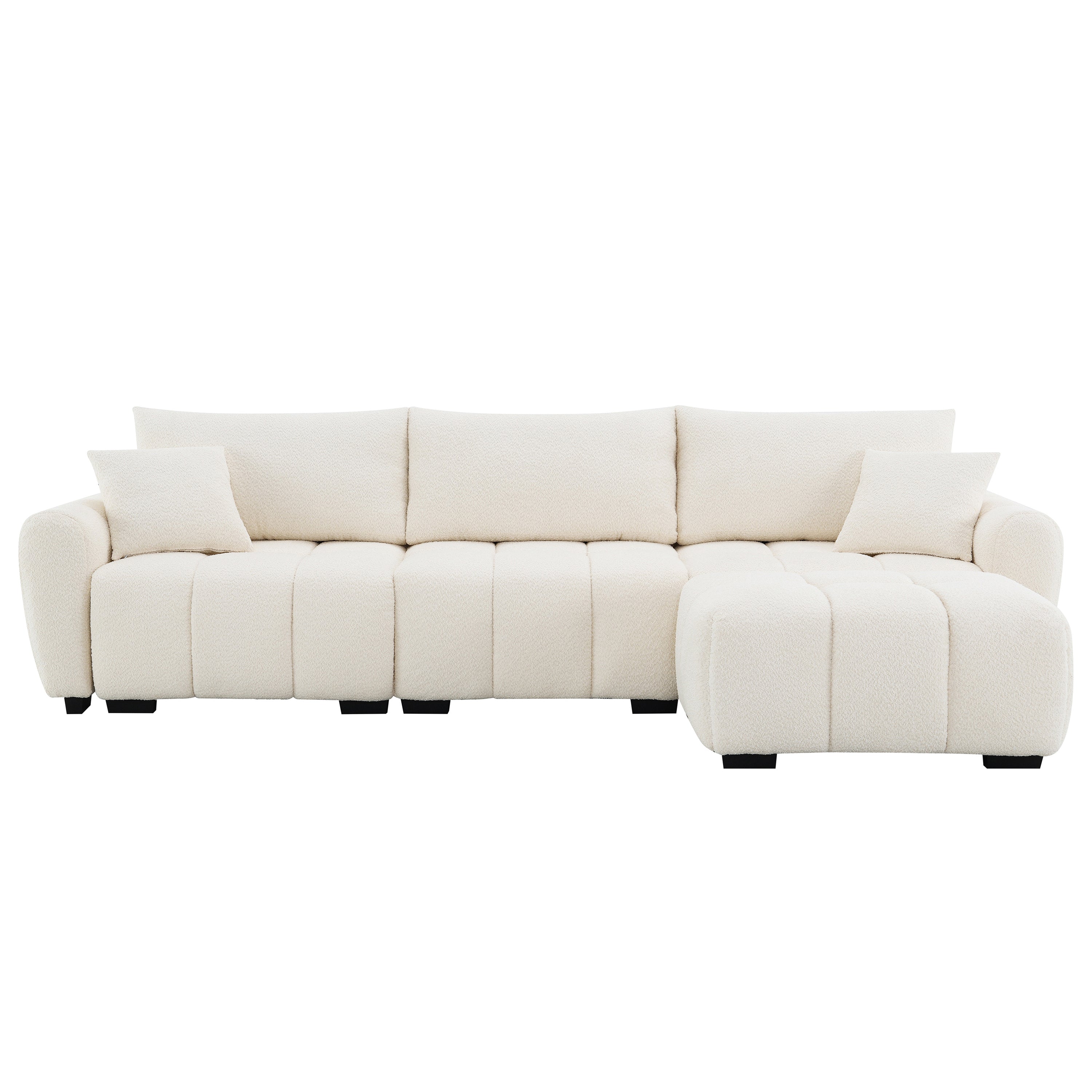 110' Modular Sectional Sofa, L Shape with Extra-large Seat, Pull-line Design, Movable Ottoman, High Density Foam, Free Combination, Sturdy Metal&Wood Frame, Boucle Fabric, 3 Colors