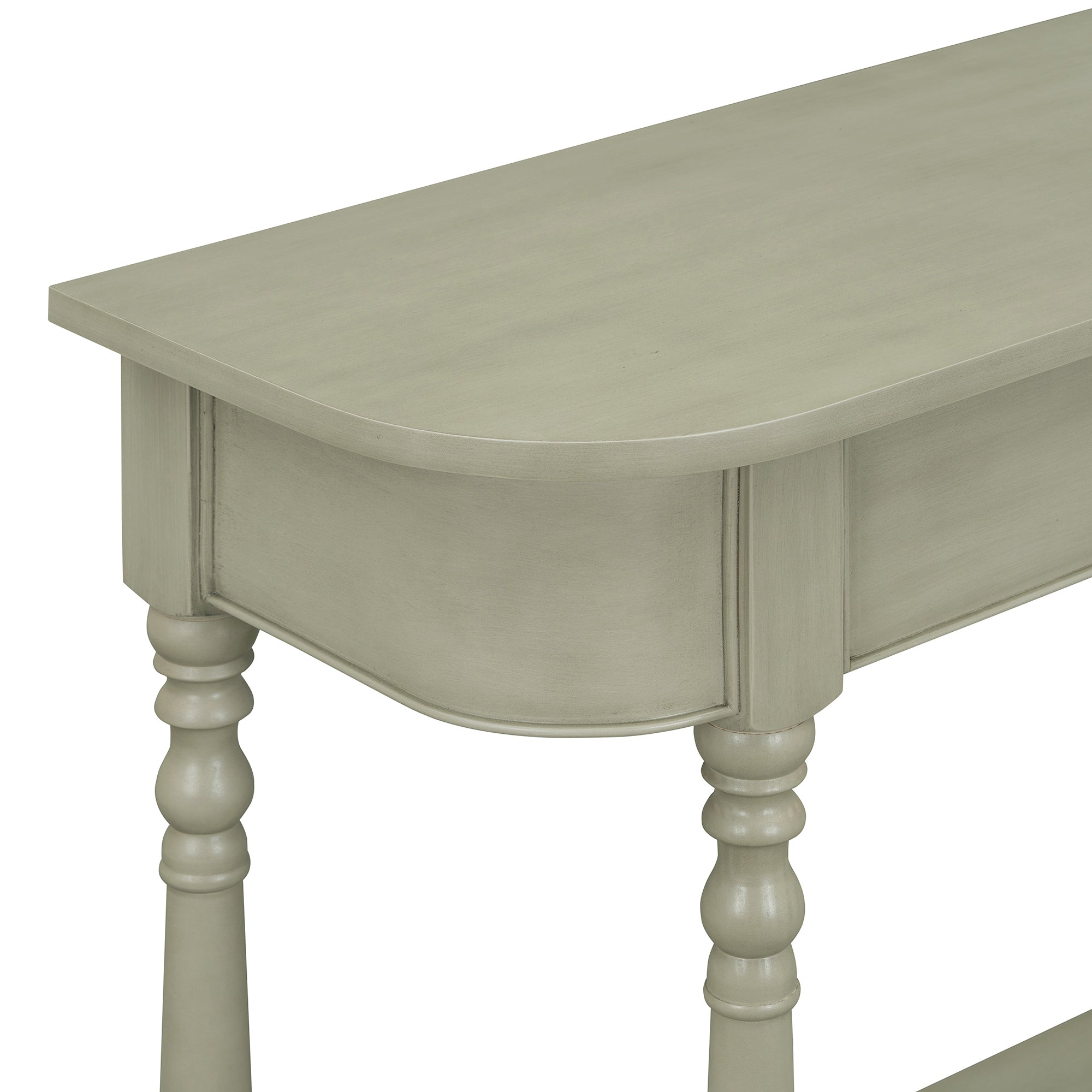 TREXM Narrow Console Table with Curved Corner, Retro Entryway Table with Top Drawer and Open Shelf, Sofa Table Console Tables for Entryway, Hallway and Living Room (Gray)