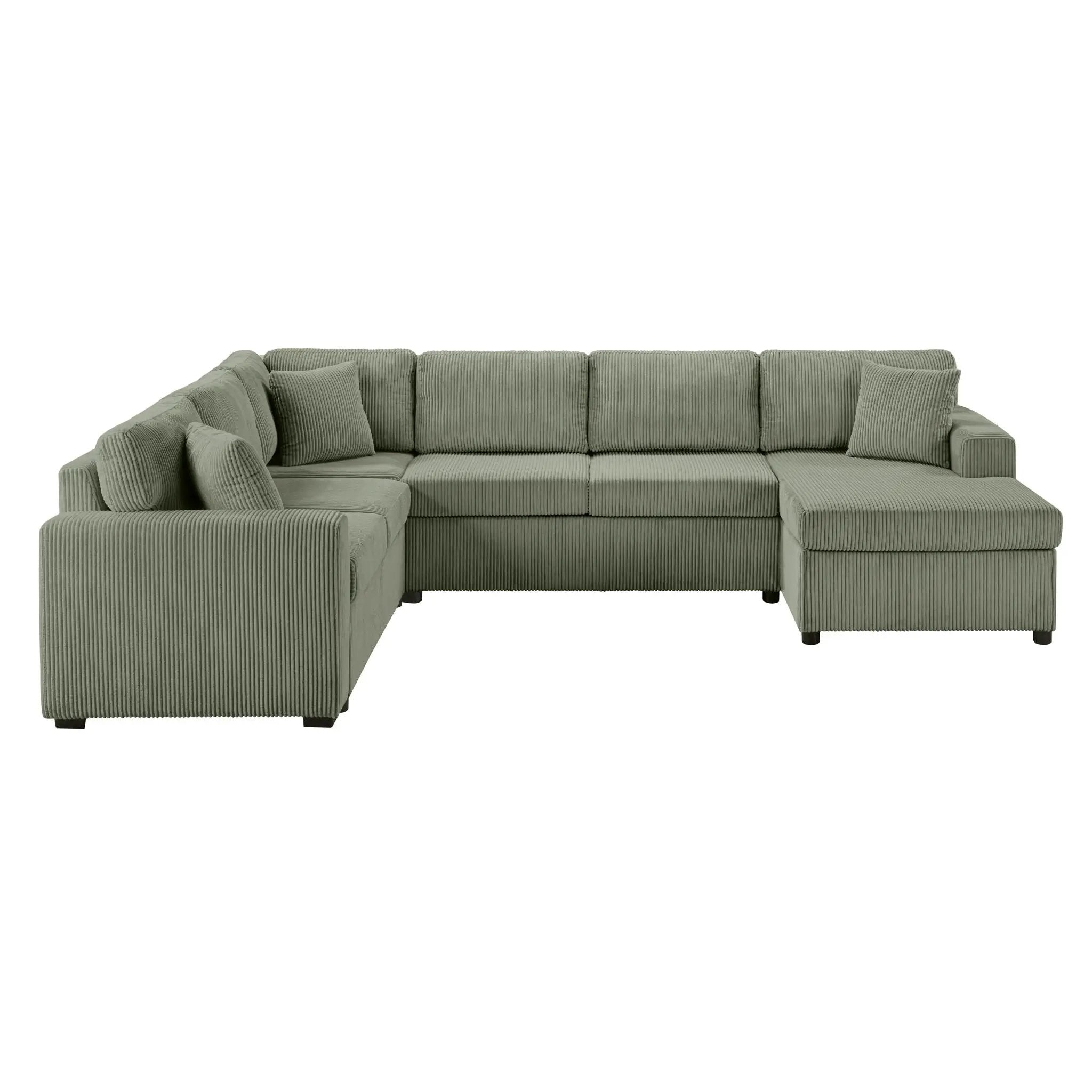 Oversized Sectional U-Shaped Sofa With Chaise Lounge And Three Soft Throw Pillows