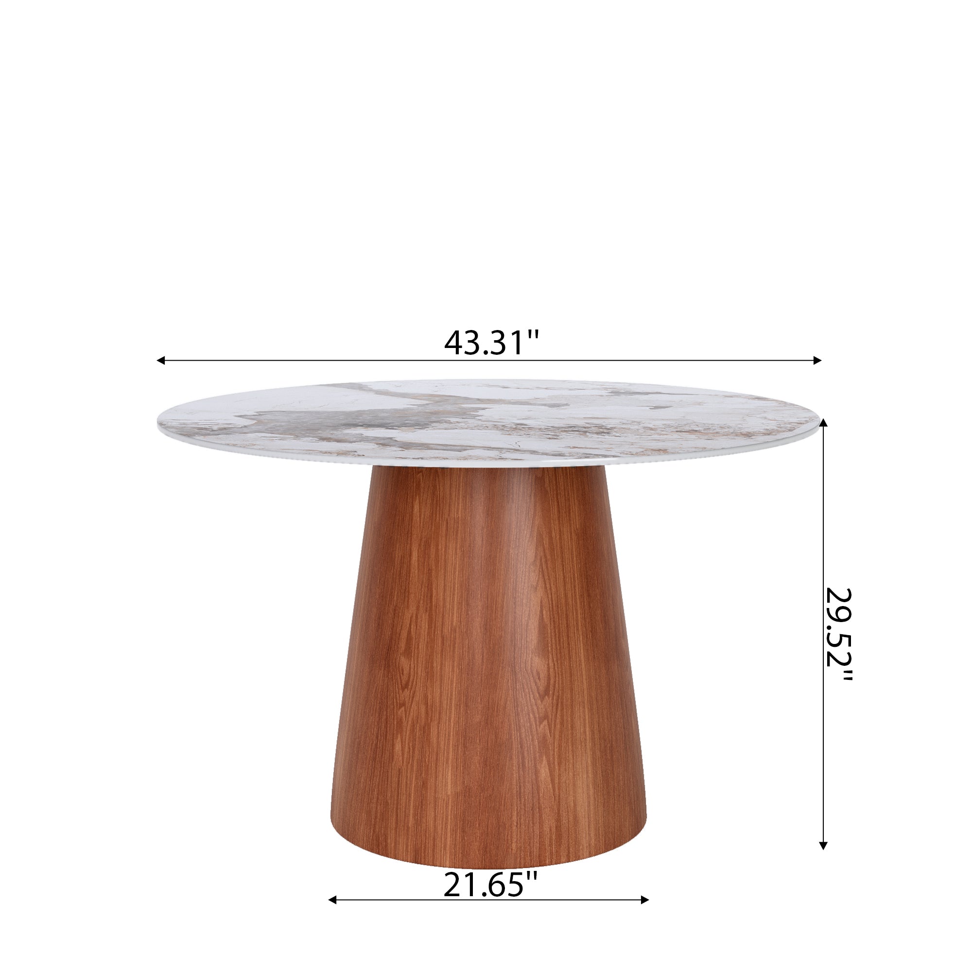 Small Round Solid Wood Pedestal Dining Table Table 43' For 2-4 Person - Colorful