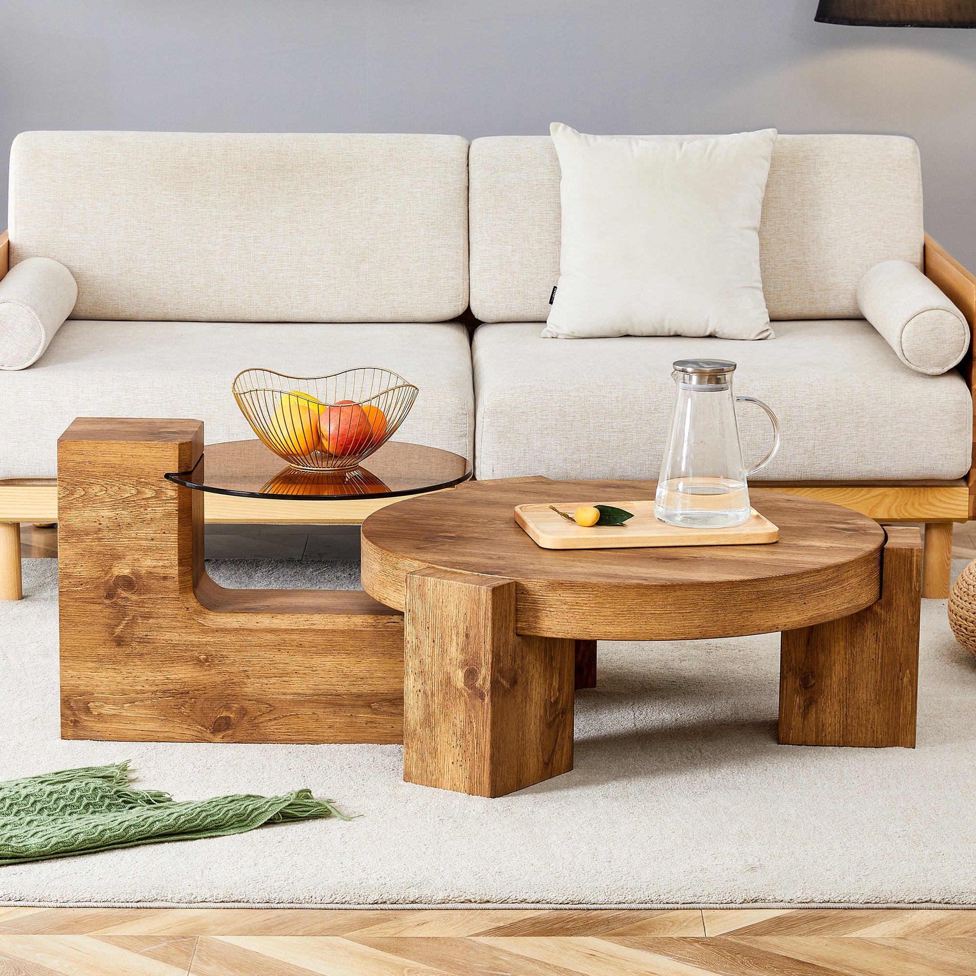 The detachable double-decker coffee table, the stylish design is more precious, and the detachable design can make the use of space more flexible and suitable for various scenes.