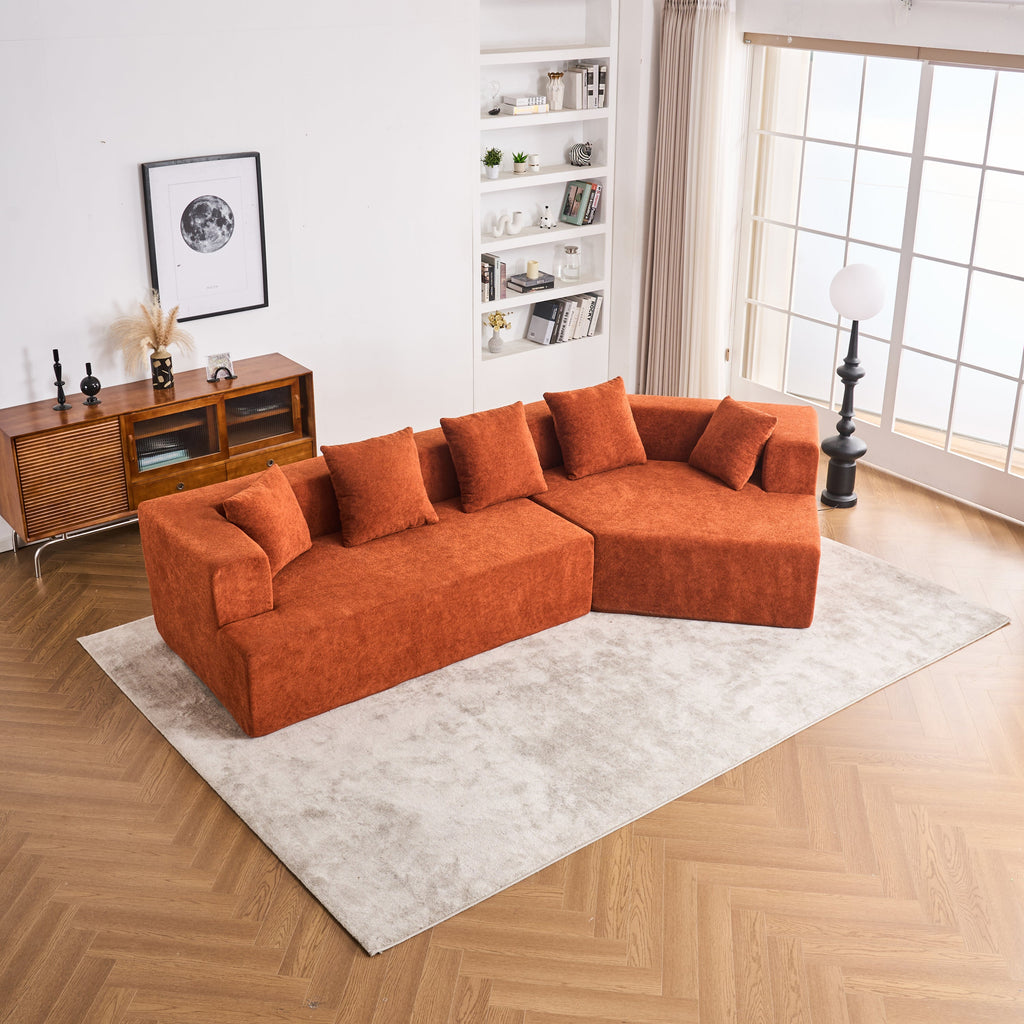 Memory Foam Couch, No Installation & Easy to Transport, Deep Seat Modern Sofa with Chenille Fabric, Couch for Living Room, Bedroom, Apartment, Home Office