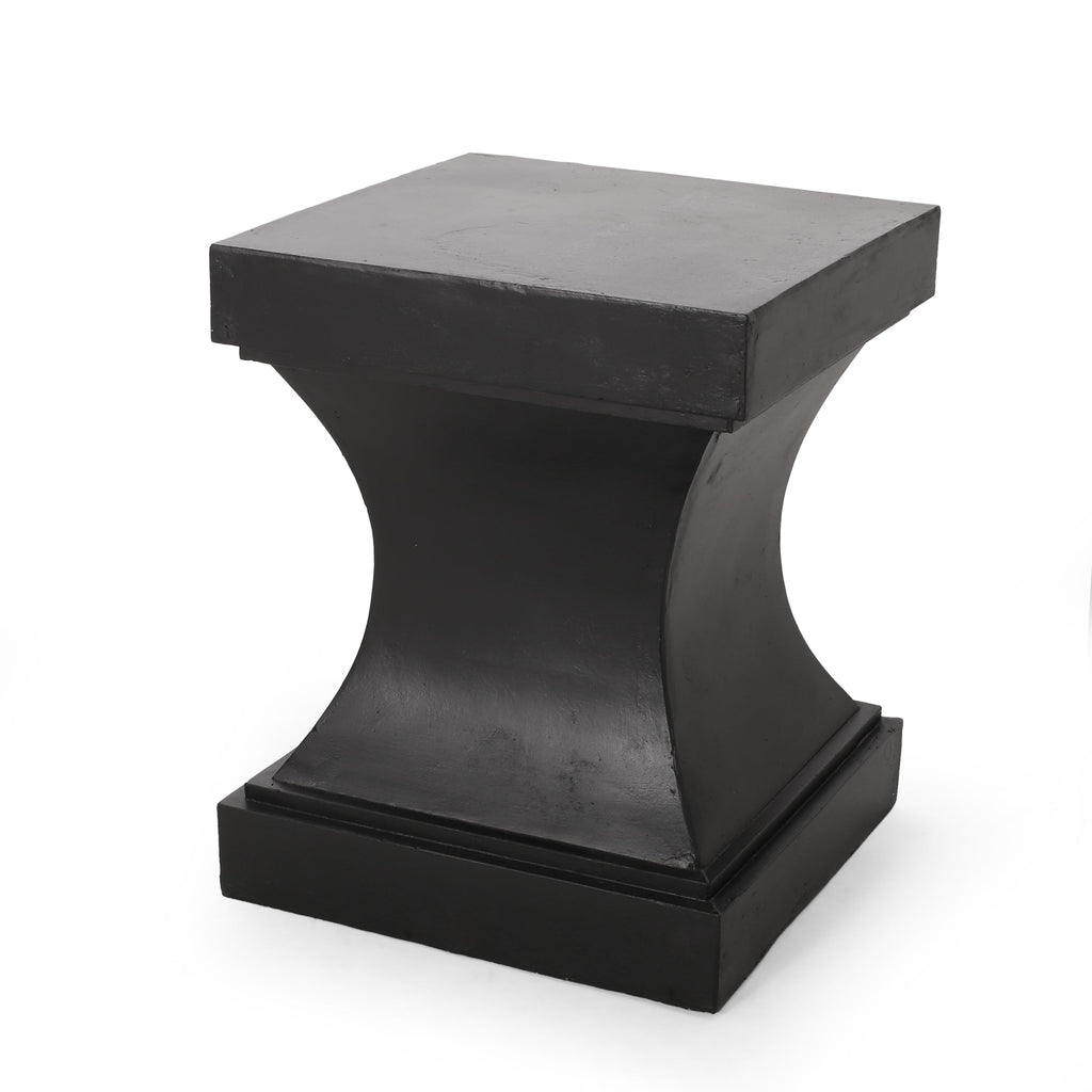 Modern ATHENA Side Table with Pedestal Design in Black Magnesium Oxide, 17.25 x 17.25 x 21.50 inches