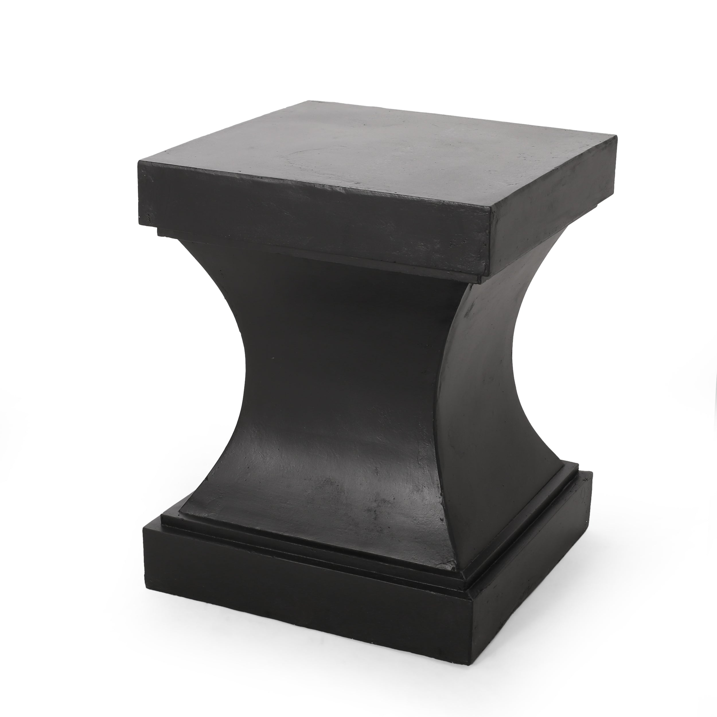 Modern ATHENA Side Table with Pedestal Design in Black Magnesium Oxide, 17.25 x 17.25 x 21.50 inches