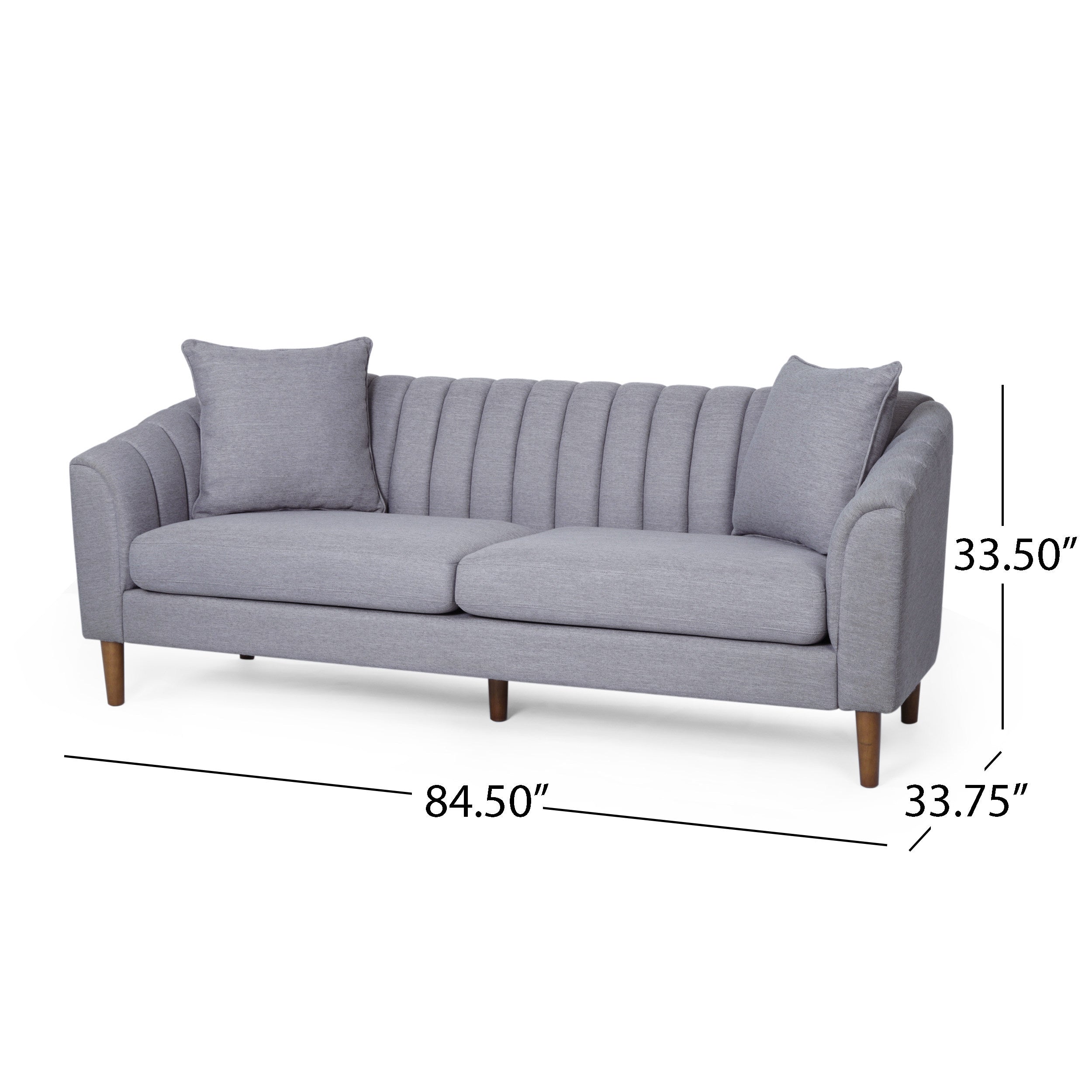Contemporary 3-Seater Sofa with Plush Accents and Button Tufted Diamond Stitching in Grey Fabric