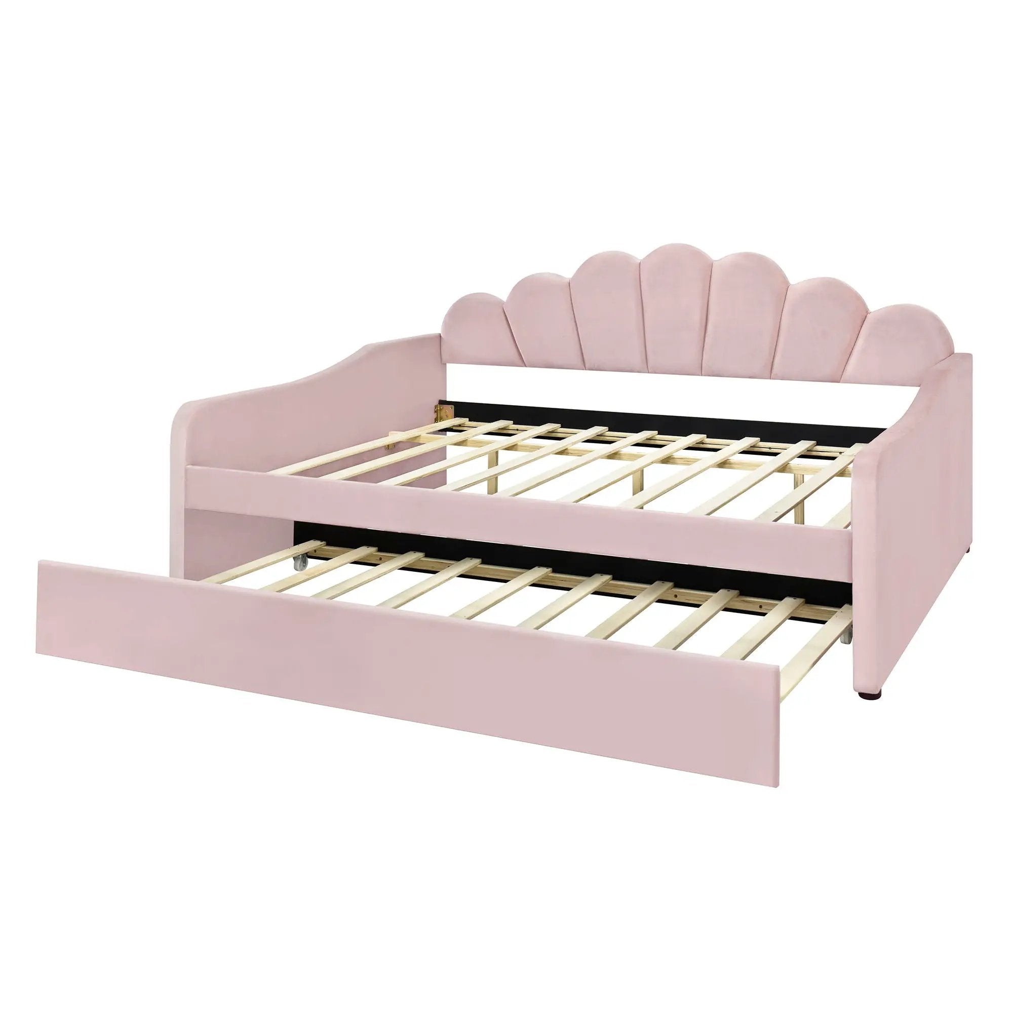 Upholstery Daybed Frame With Shell Shaped Backrest