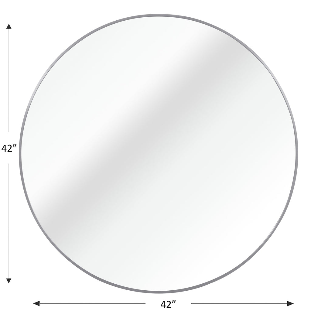 Silver 42 Inch Metal Round Bathroom Mirror