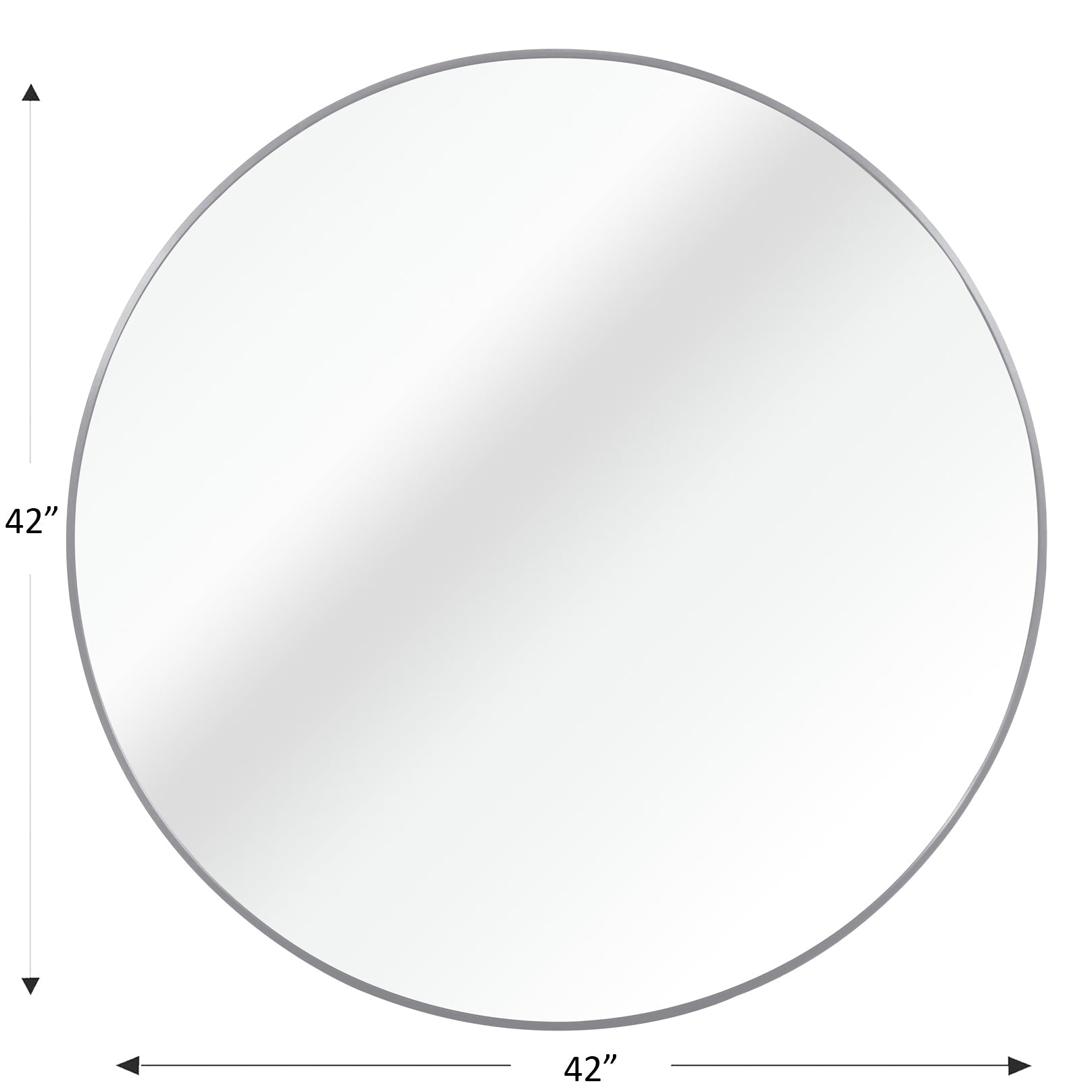 Silver 42 Inch Metal Round Bathroom Mirror