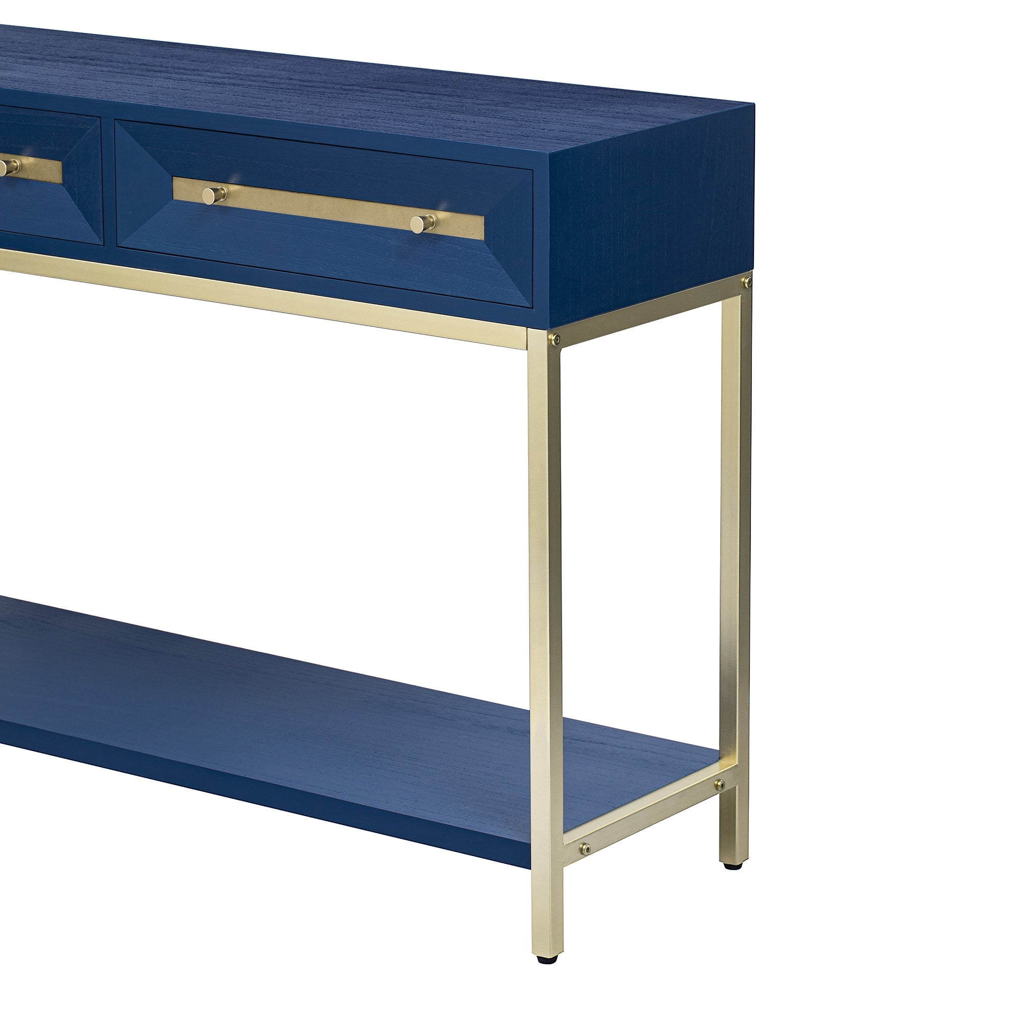 TREXM Entryway Table, Console Table with Two Drawers, Retro Hallway Table with Striking Geometric Design for Entryway and Living Room (Navy)